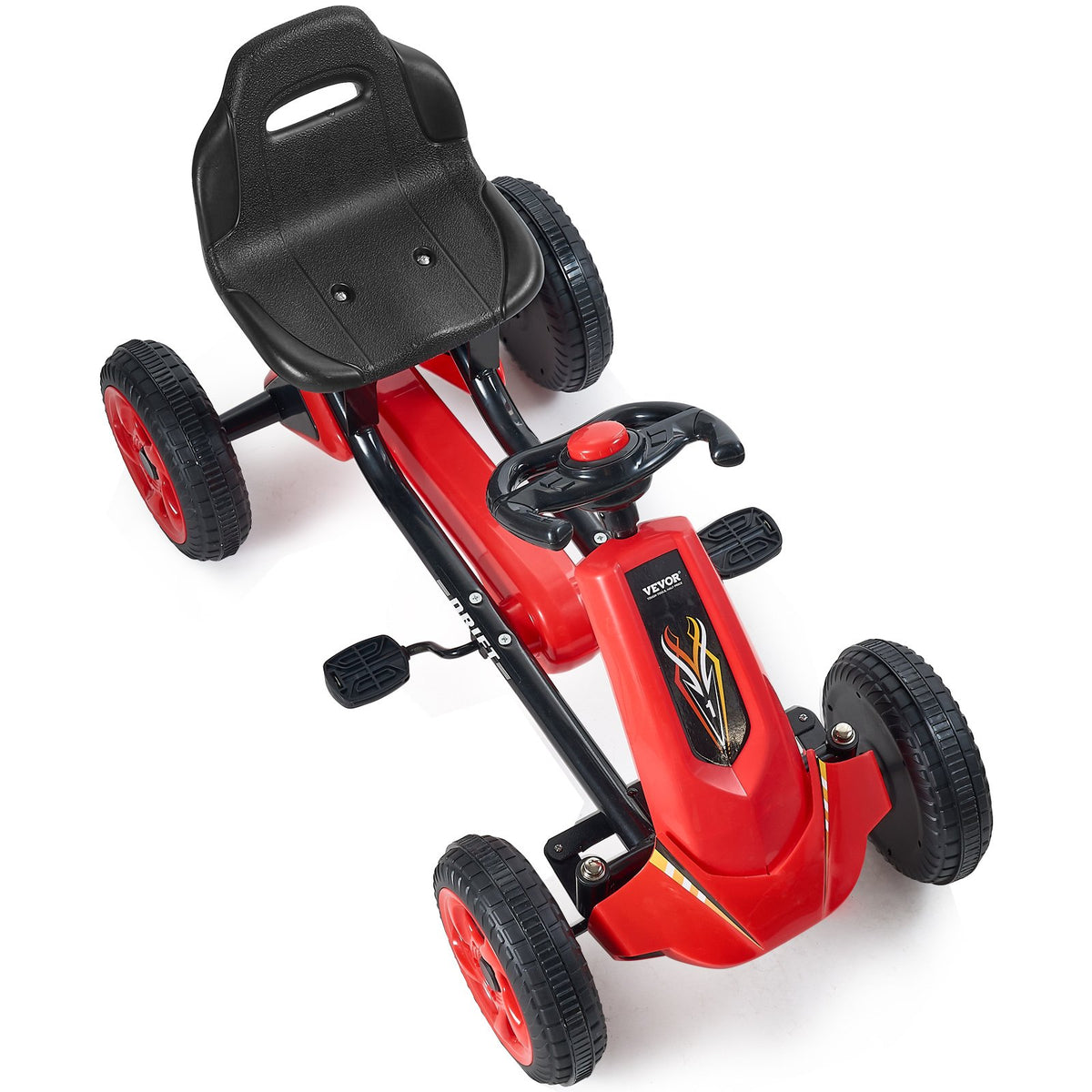 VEVOR Kids Pedal Go Kart, 4 Wheel Off-Road Pedal Go Cart Ride On Toy for Kids, Steering Wheel, Adjustable Seat, Non-slip Big Wheels, Outdoor Racer Ride On Pedal Car for Boys & Girls Ages 3-8, Red - ETTBCJTK38S6FXZBJV0 - view 10