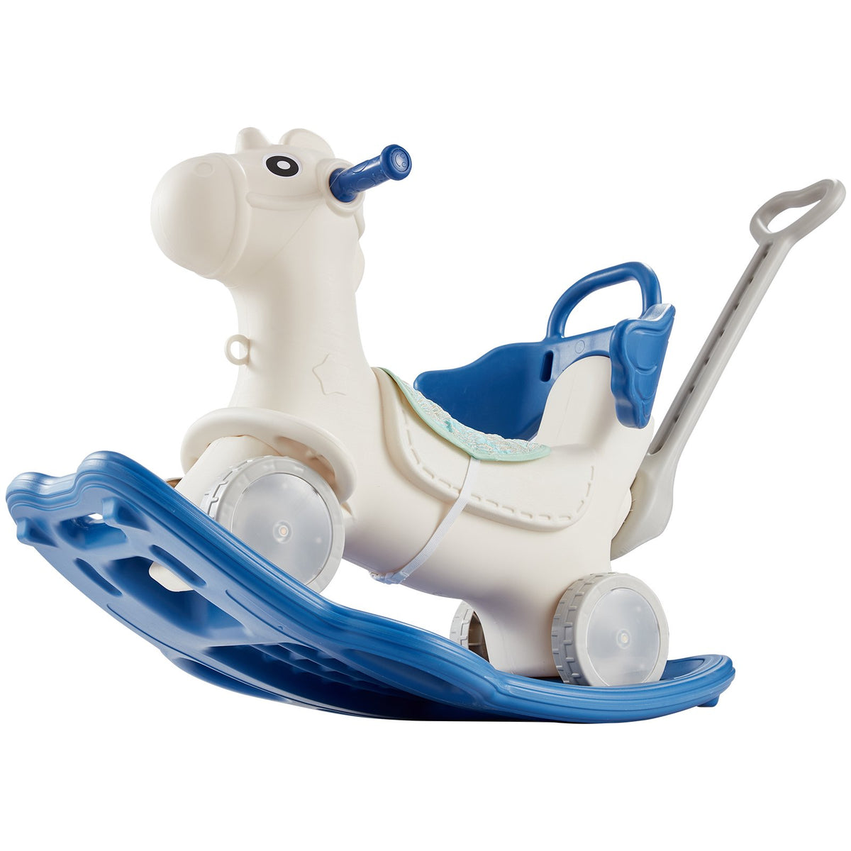 VEVOR 4 in 1 Rocking Horse for Toddlers 1-3 Years, Baby Rocking Horse with Detachable Balance Board, Push Handle and 4 Smooth Wheels, Support up to HDPE 80 lbs Kids Ride on Toy with Sound, Blue - ETYBMSLDGNKTHCEGGV9 - view 10