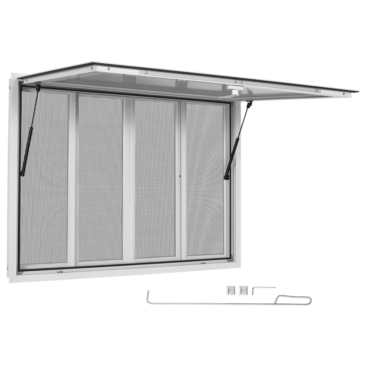 VEVOR Concession Window 48x36 in Aluminum Alloy Frame Service Window, for Food Truck, Up to 85 Degrees Stand Serving with 4 Sliding Screen Windows, Awning Door and Drag Hook, Rainwater Resistant - FCBWCK4836NC2QRQF001V0 - view 10