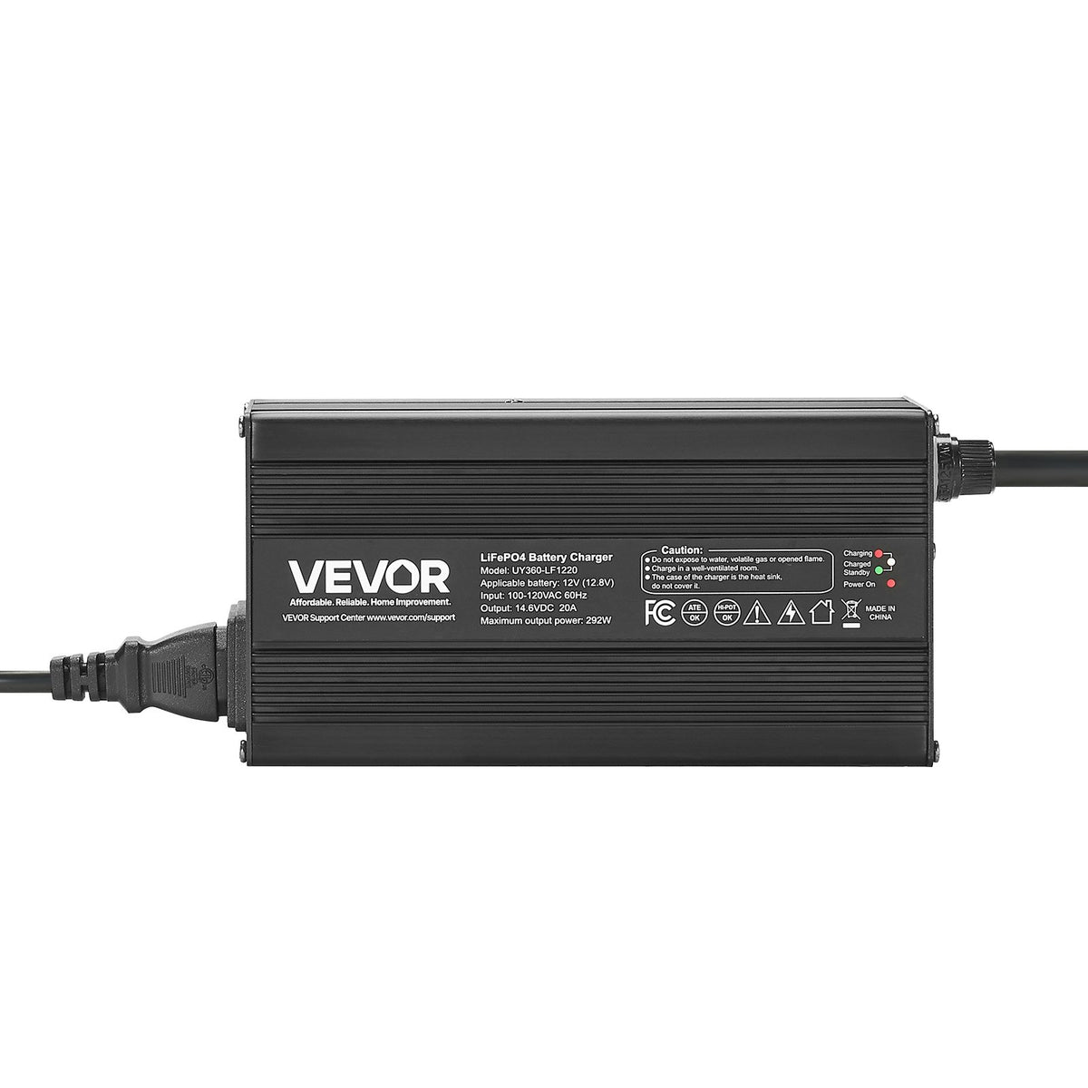 VEVOR 12V 20A Lithium Battery Charger, 14.6V, AC-DC LiFePO4 Smart Charger, with Anderson Connector, LED Indicator, 0V Activation, for Lithium LiFePO4 Deep Cycle Rechargeable Batteries of Boat, RV - FCCDQ12V20A05C7H3001V1 - view 10