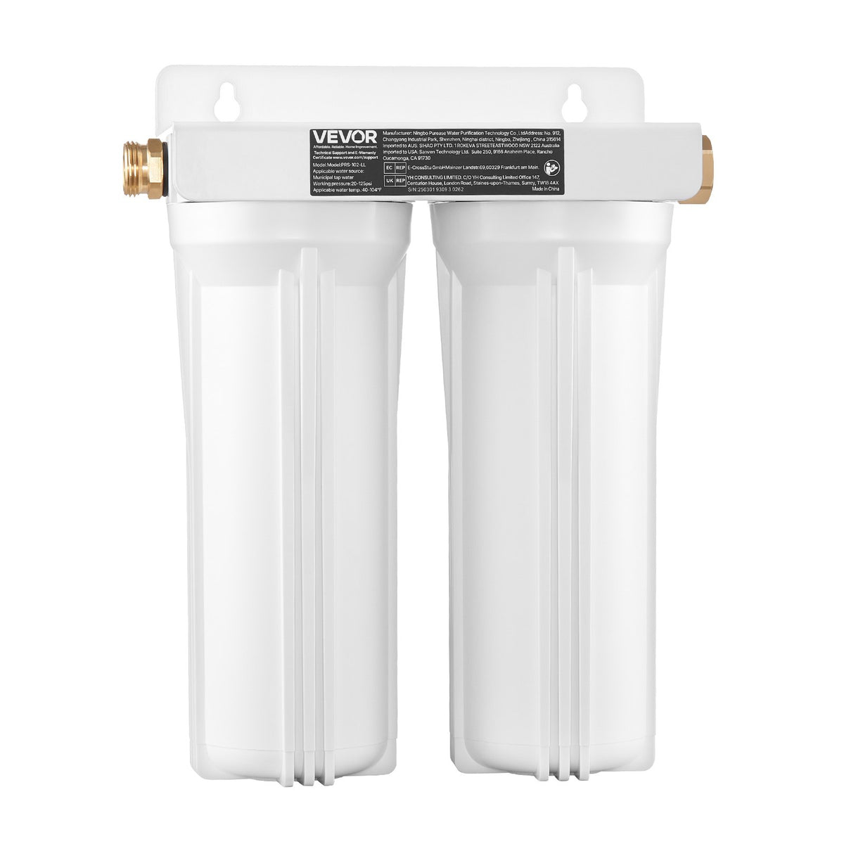 VEVOR RV Water Filtration System, 2-Cartridge Water Filter System for Campers, Remove Sediments, Chlorine, Bad Tastes, Odors, and Most Contaminants, RV Filter for RVs, Boats, Vans - FCLSQBDDZZJSBEFML001V0 - view 10