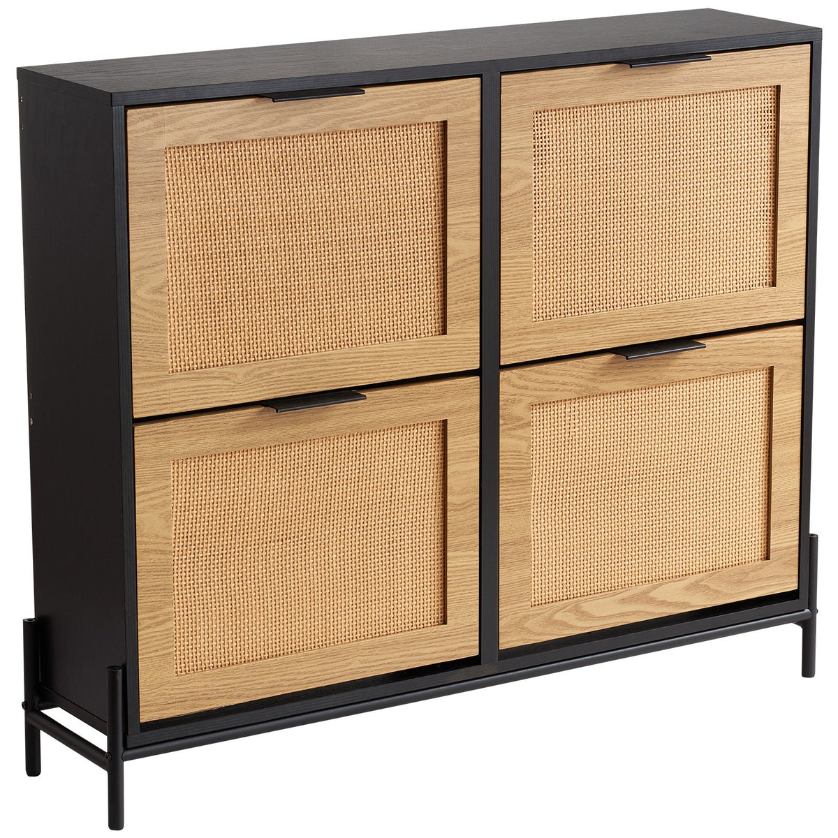 VEVOR Rattan Shoe Cabinet, Narrow Shoe Storage Organizer with 4 Flip Drawers, Slim Shoe Entryway Storage Cabinet with Metal Legs, Ideal for Entryway, Closet, Hallway, Light Wood Color - FCTBXJ4C3744YMK5GV0 - view 10
