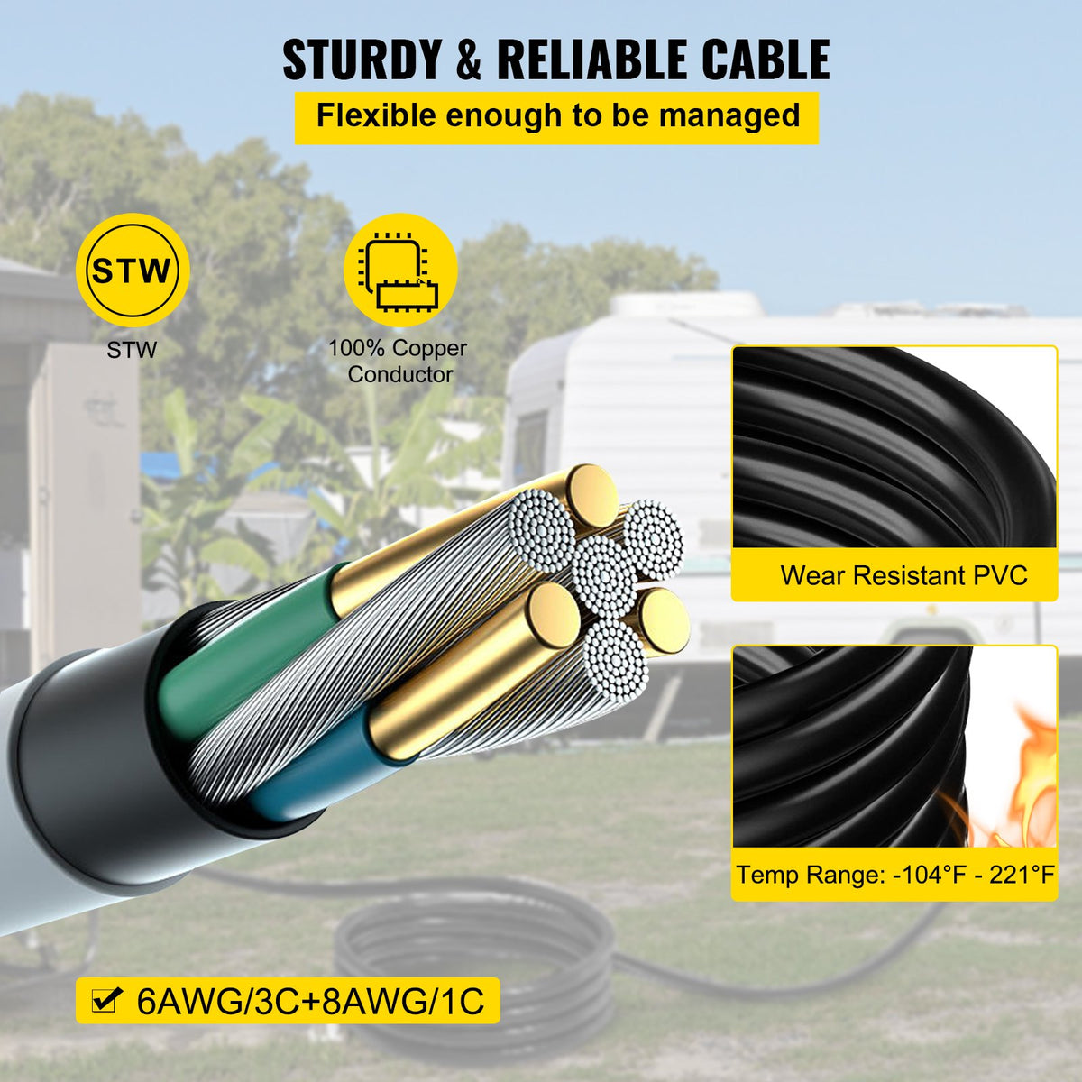 VEVOR Generator Extension Cord - Select Your Configuration - FDJYCX30FTX50ACZ1V1 - view 3