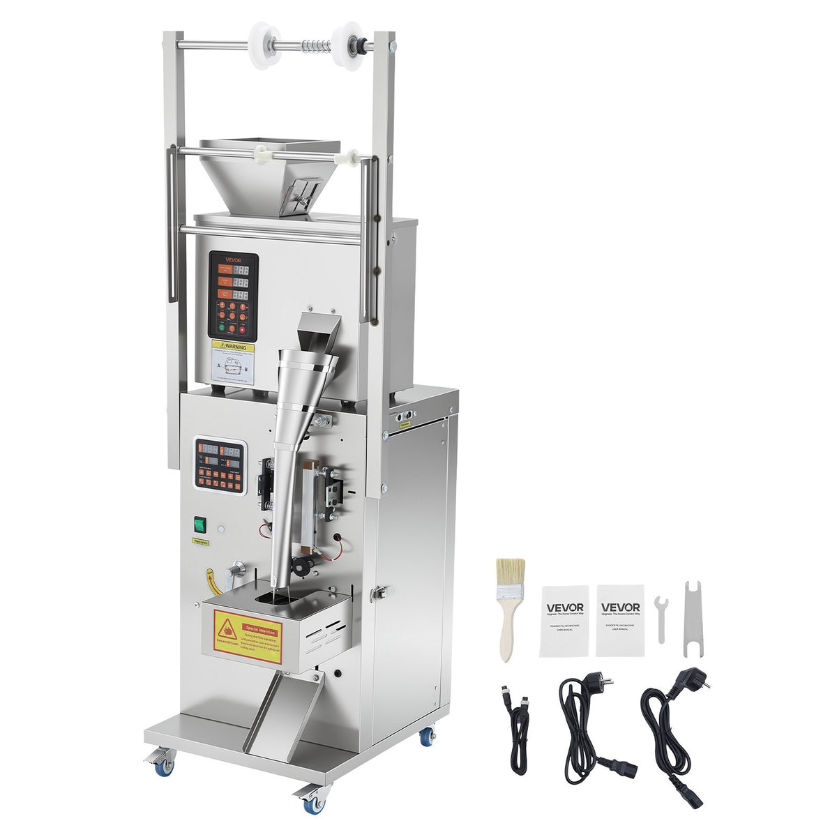 VEVOR Powder Filling and Sealing Machine, 1-99.9g(0.002-0.22lbs) Automatic Particle Granule Packaging Machine, Stainless Steel, Weighing Filling Sealing, for Coffee Beans, Grains, Tea, Spices, Silver - FFYTLDS100G0XYE65001V1 - view 10