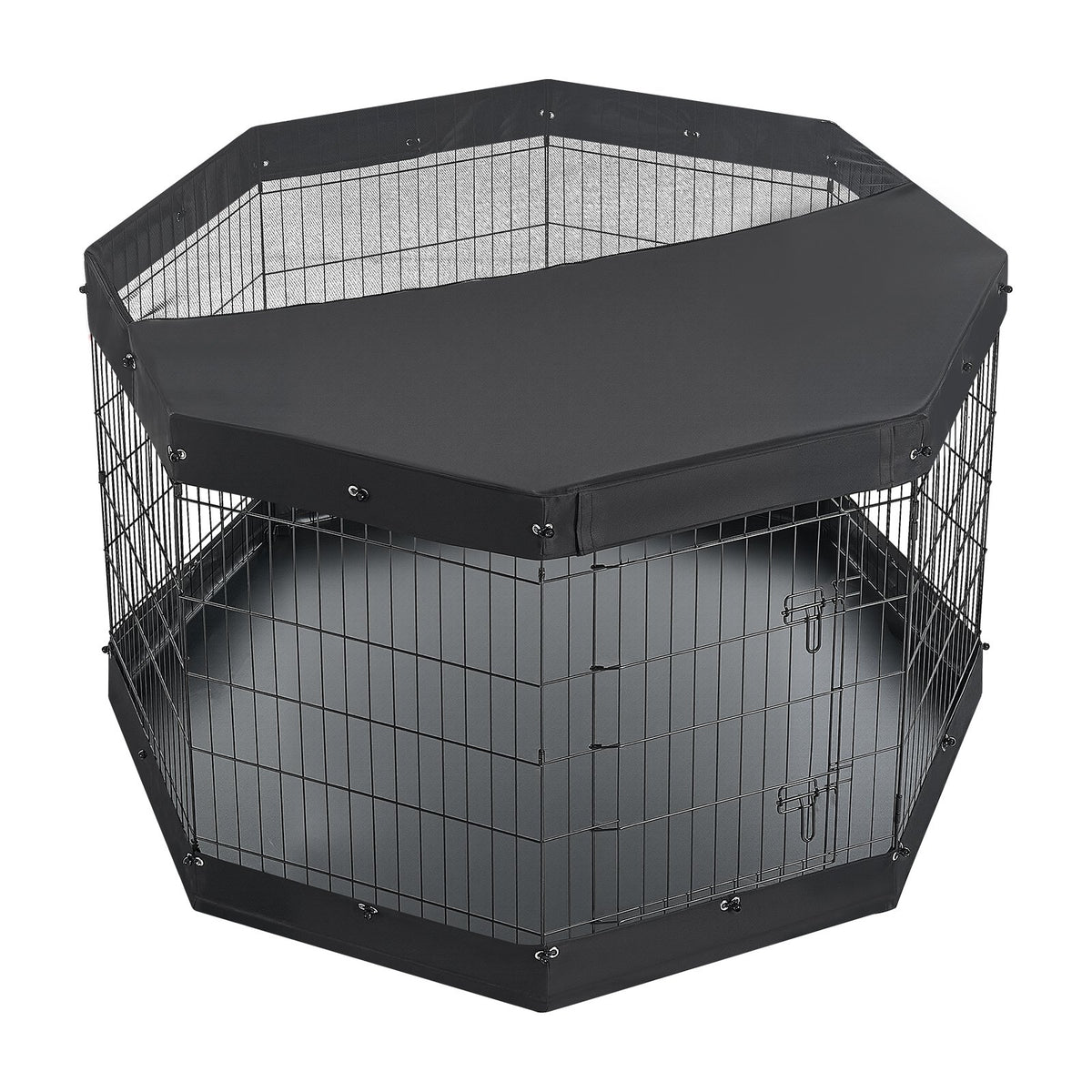 VEVOR Dog Playpen 36 Inch 8 Panels Exercise Pen with Top Cover & Bottom Pad, Indoor Foldable Metal Pet Fence with Door, Heavy Duty Puppy Crate Kennel Pen for Dogs, Cats, and Other Small Animals, Black - FGCWWL36INCH51RUP001V0 - view 10