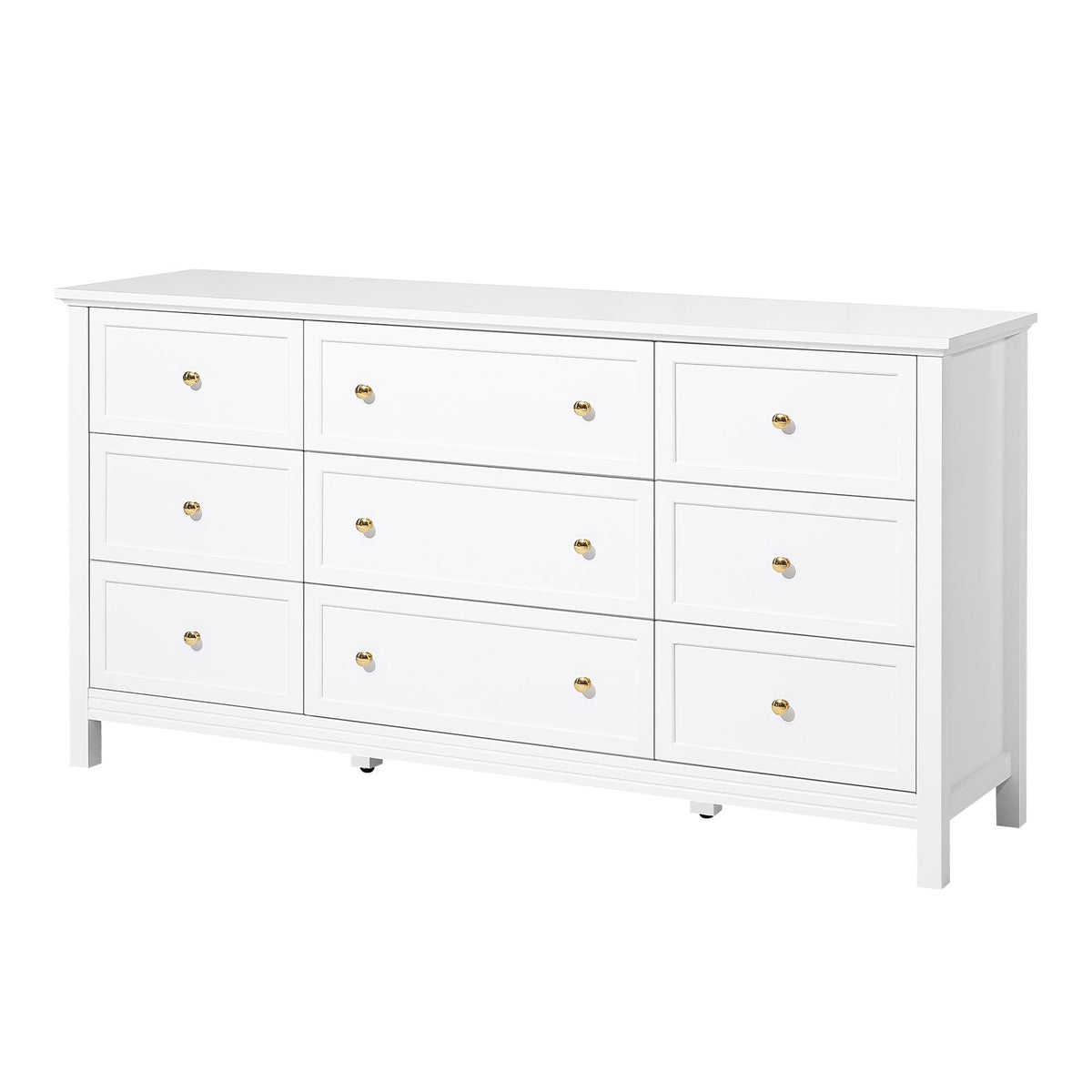 VEVOR 9 Drawer Dresser, Wooden Chest of Drawers with Sliding and Anti-tip Device, Retro Minimalist Dresser Chest, Closet Storage TV Stand Organizer for Living Room, Hallway, Bedroom, Entryway, White - FGFCTJ3L9C57RT2W8001V0 - view 10