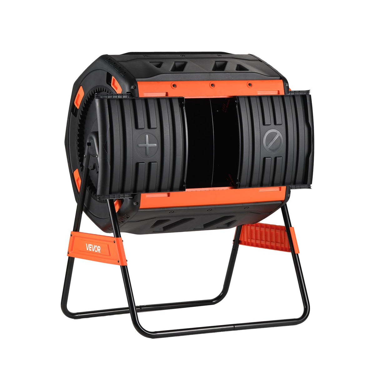 VEVOR Compost Tumbler, 53 Gallon Dual Chamber Outdoor Tumbling Composter with 2 Sliding Doors and Aeration System, Large Easy-Turn Rotating Composting Bin for Outside, Garden, Kitchen, and Yard Waste - FGXDFJDGL53GHS2TI001V0 - view 10