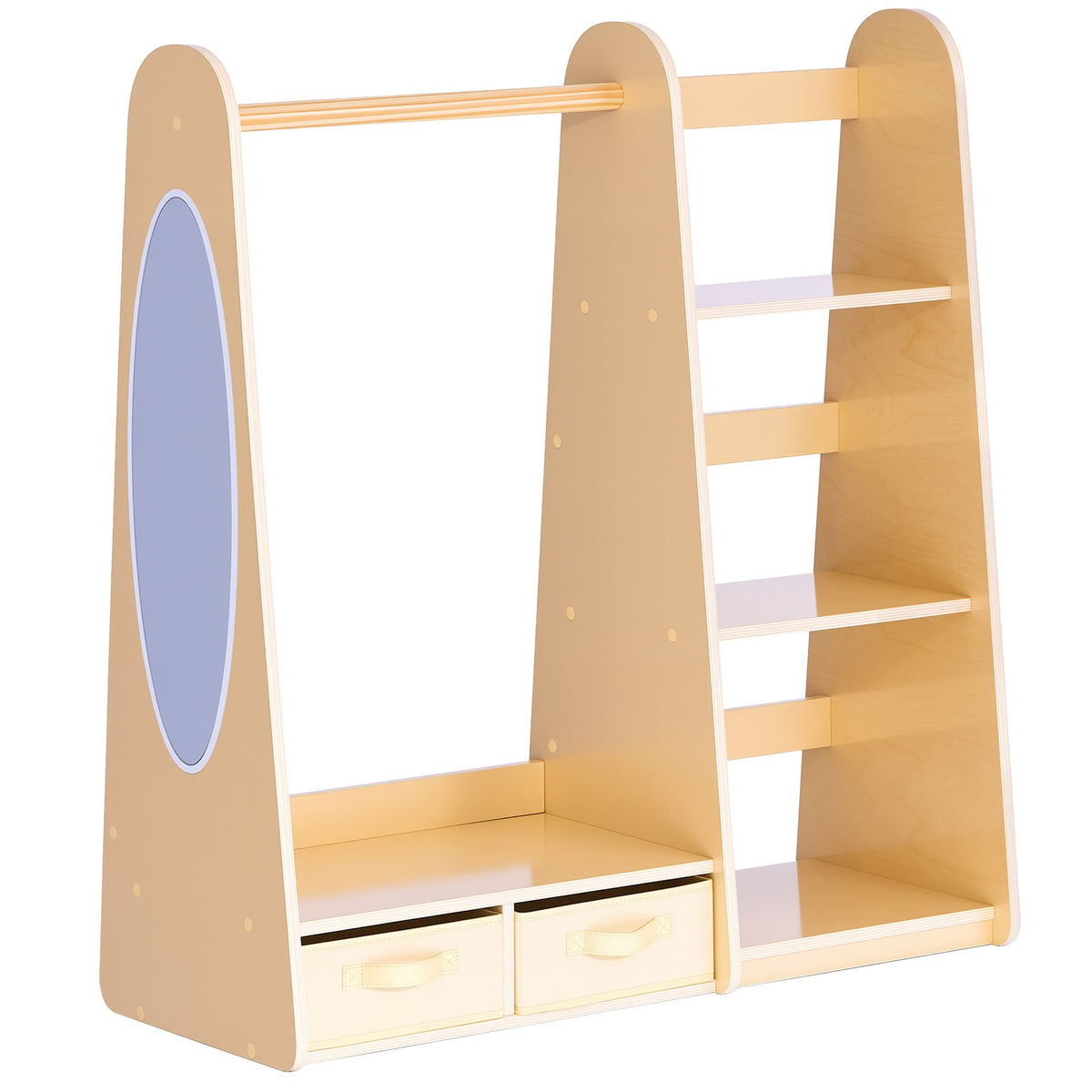 VEVOR Kids Dress Up Storage, with Mirror, Dress Up Closet, Toddler Wardrobe Closet for Little Girls, Armoire with Shelves & Bottom Tray, Costume Organizer, Toddler Room Furniture, for Bedroom, Natural - FHKETZBGYCSMTA2G1001V0 - view 10