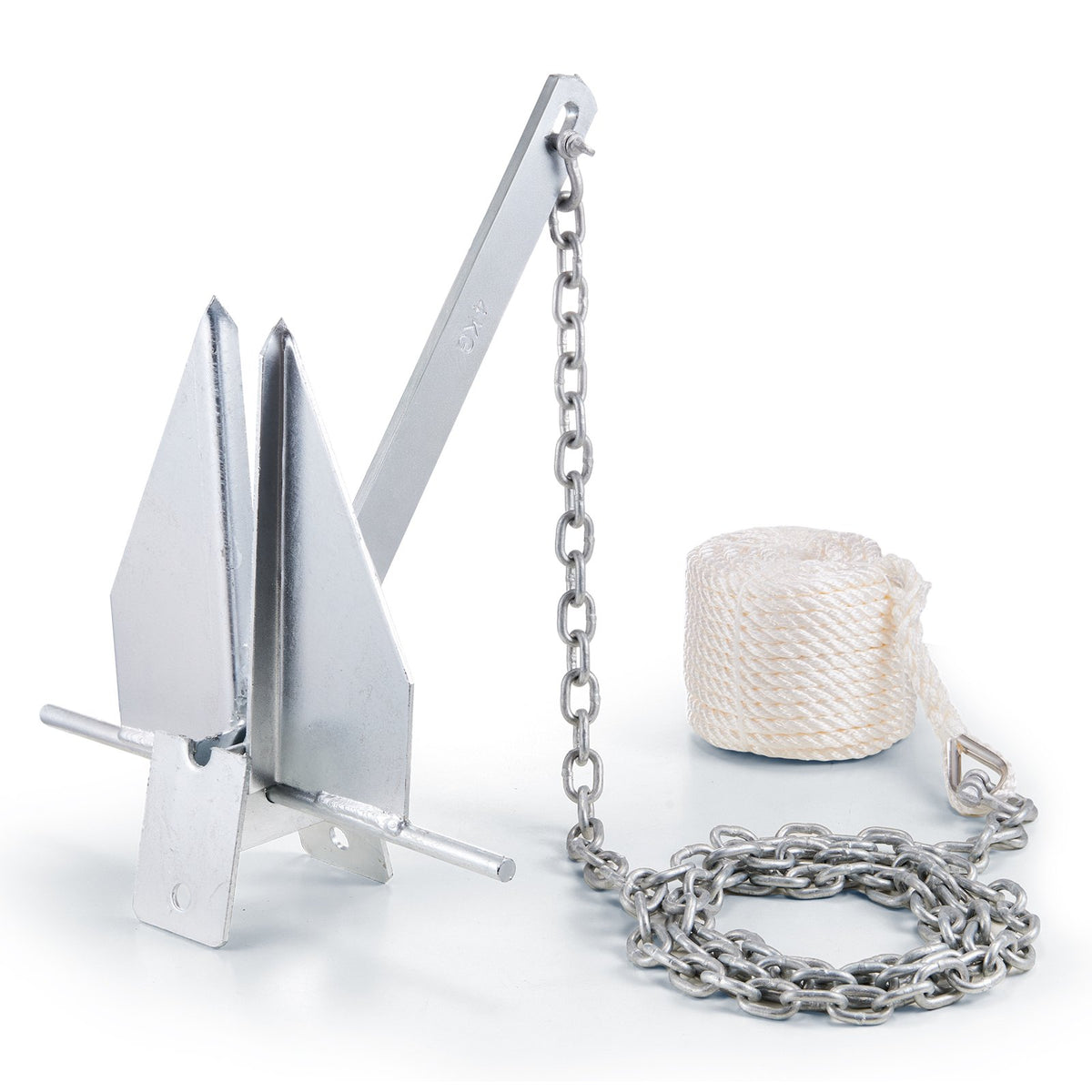 VEVOR Fluke Style Anchor Kit, 8.5 LBS Hot-Dipped Galvanized Steel Fluke Anchor with 7.9' Chain, 75' Rope and Two 0.4" Shackles, Marine Boat Anchor for Small Vessels Under 18', Seas, Rivers and Shores - FLKMYJTDXG85OW4WUV0 - view 10