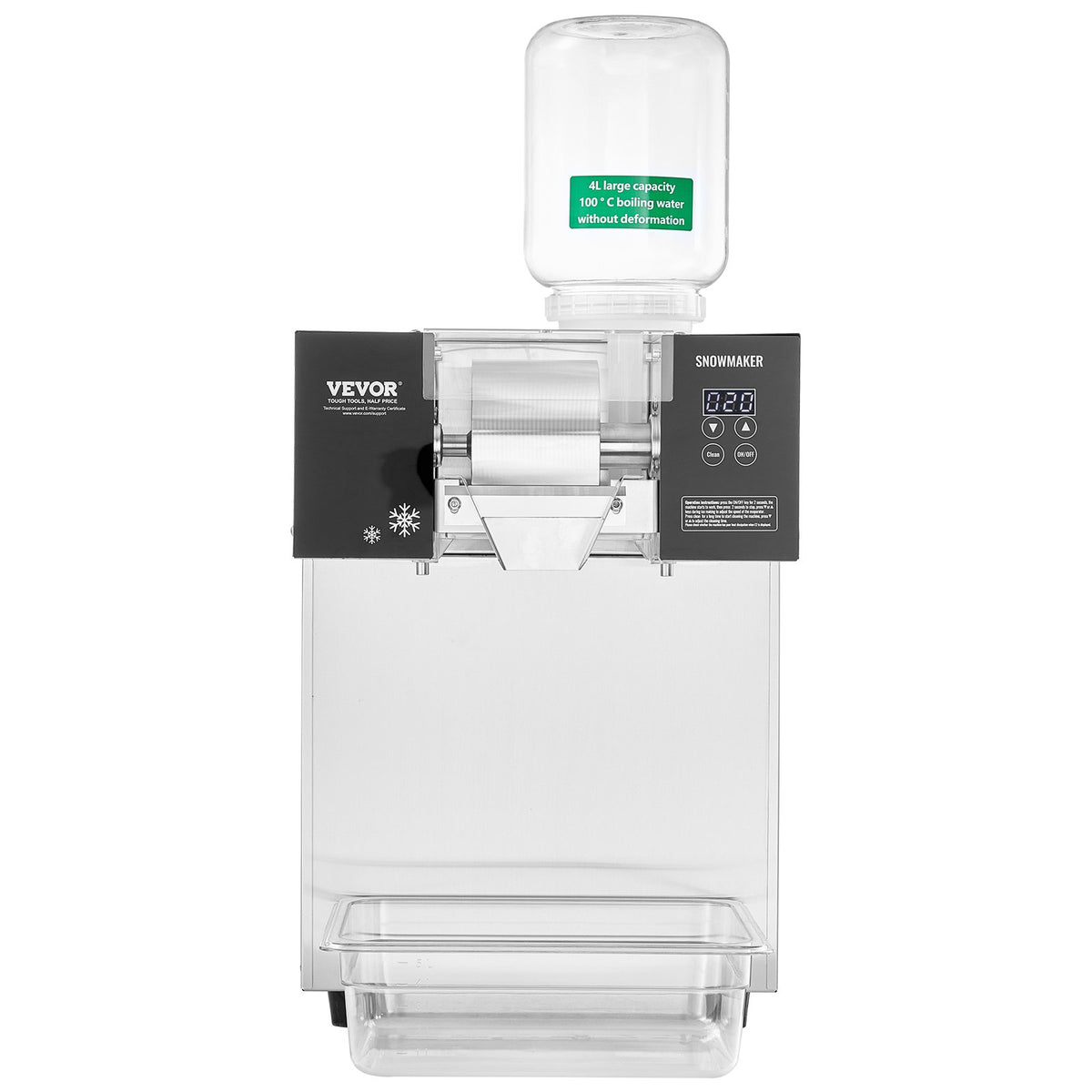 VEVOR Commercial Snowflake Ice Machine, 397LBS/24H Snowflake Ice Maker, Stainless Steel Ice Shaver Machine, Electric Snow Cone Maker, Air Cooling System for Rapid Heat Dissipation, for Bakery, Cafe - FLXNBJFLLEDPIWMVXV1 - view 10