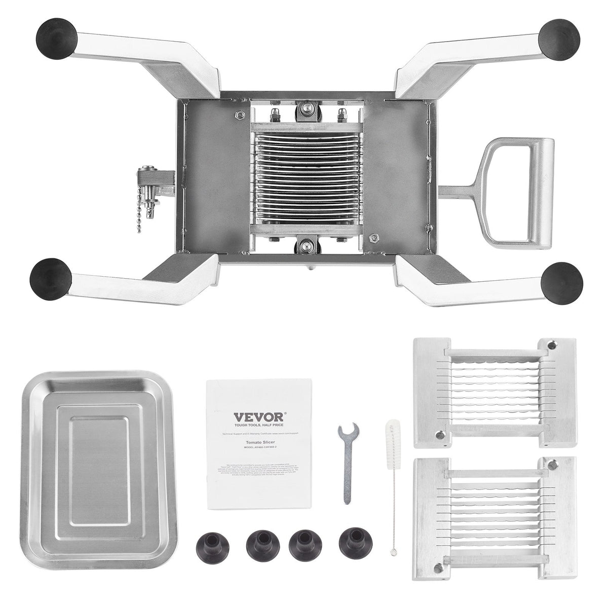 VEVOR Commercial Vegetable Slicer, 1/4 and 1/2 inch Tomato Slicer, Stainless Steel and Aluminum Alloy Vegetable Cutter Slicer, Manual Tomato Slicer with Non-slip Feet, for Tomatoes, Onions, Potatoes - FQQPJLS1412IHKPPZV0 - view 10
