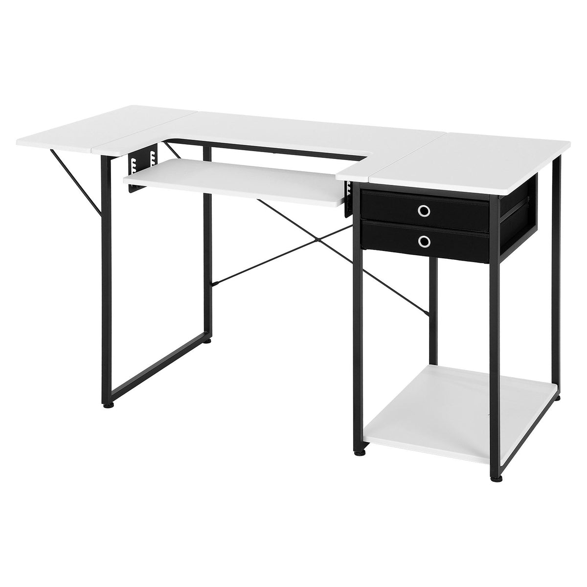 VEVOR Sewing Table, Multipurpose Sewing Machine Table with Drawers, Foldable Side Shelf, Adjustable Shelf, Steel Legs, Computer Desk for Home, Fashion Studio, Art Studio, Educational Institution - FRZJYXXKZDHSQSZHC001V0 - view 10