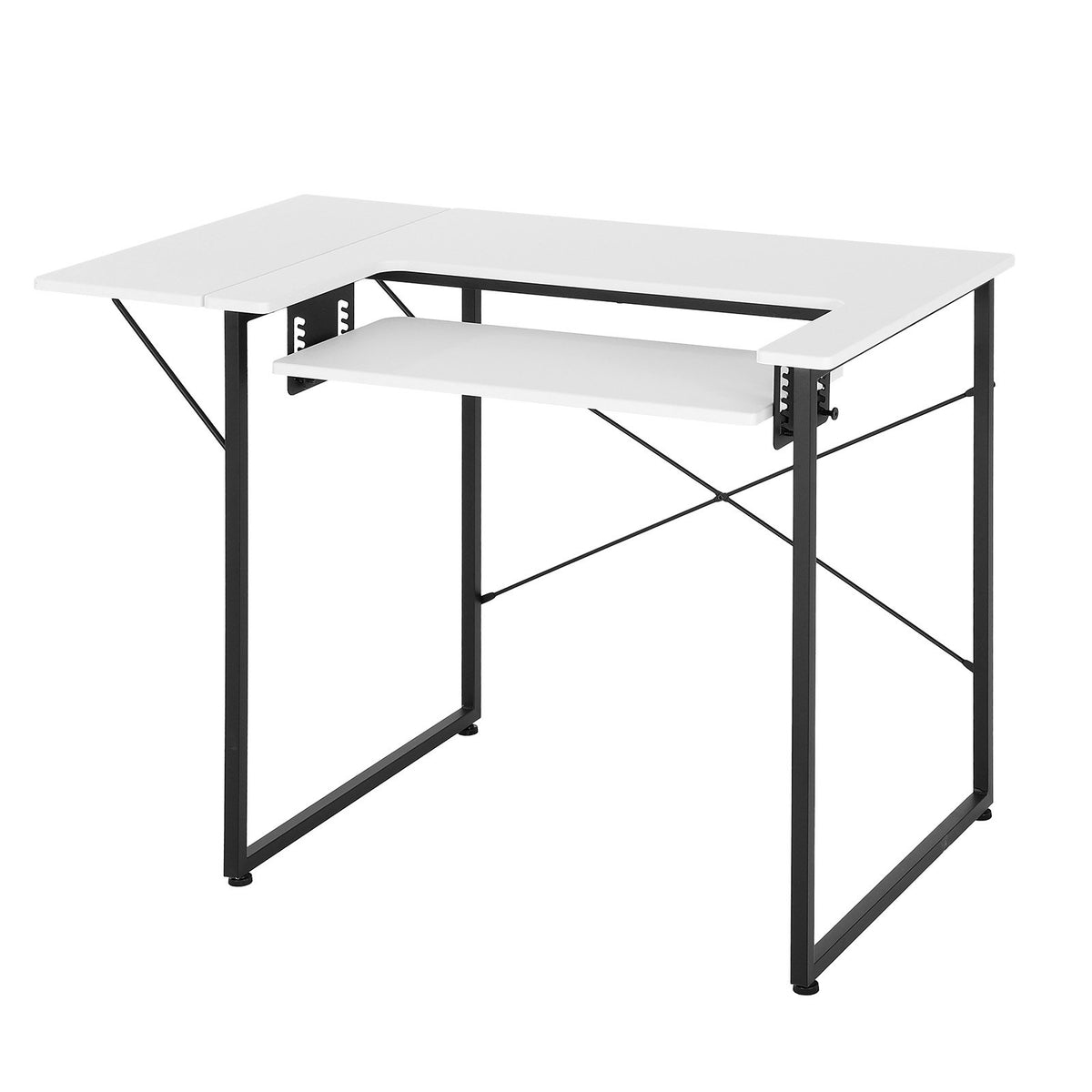 VEVOR Sewing Table, Multipurpose Sewing Machine Table with Foldable Side Shelf, Adjustable Shelf, Steel Legs, Computer Desk for Home, Fashion Studio, Art Studio, Educational Institution, White - FRZJYXXKZDHSV201V001V0 - view 10