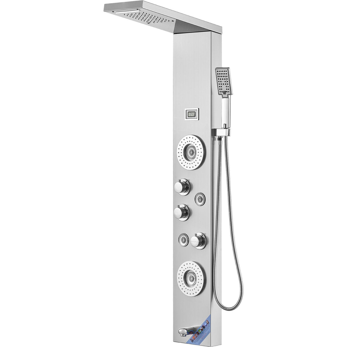 VEVOR Shower Panel System, 6 Shower Modes, LED & Display Shower Panel Tower, Rainfall, Waterfall, 4 Body Massage Jets, Tub Spout, Handheld Shower Head 59" Hose, Stainless Steel Wall-Mounted Shower Set - FTYS6CS2MSDP57F0KV9 - view 10