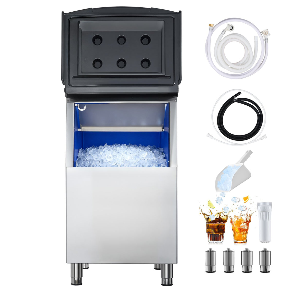 VEVOR Ice Storage Bin, 250LBS Capacity Ice-Bin, Stainless Steel Ice Storage Bins with Filter and Adjustable Anti-slip Rubber Feet, Suitable for Restaurant Hotel and Beverage Shops - FTZBJBTX250LJHHHH001V0 - view 10