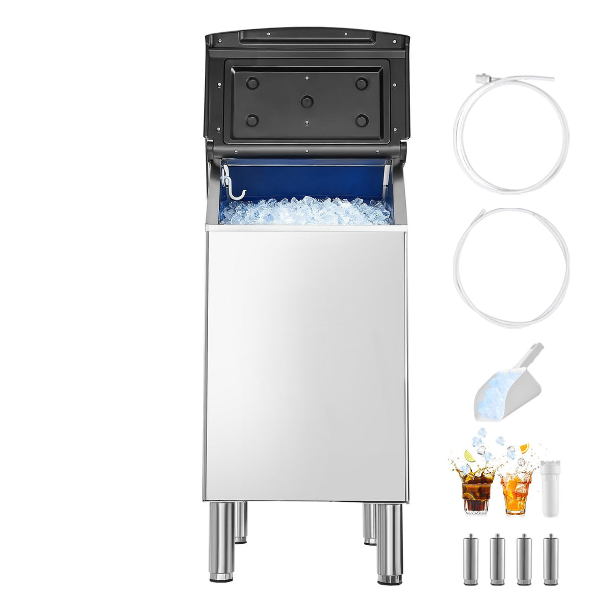 VEVOR Commercial Ice Maker Storage Bin, 300 LBS Capacity Ice-Bin, Stainless Steel Commercial Ice Storage Bin with Adjustable Anti-slip Rubber Feet, Suitable for Restaurant Hotel and Beverage Shops - FTZBJBTX260L1AZ5P001V0 - view 10