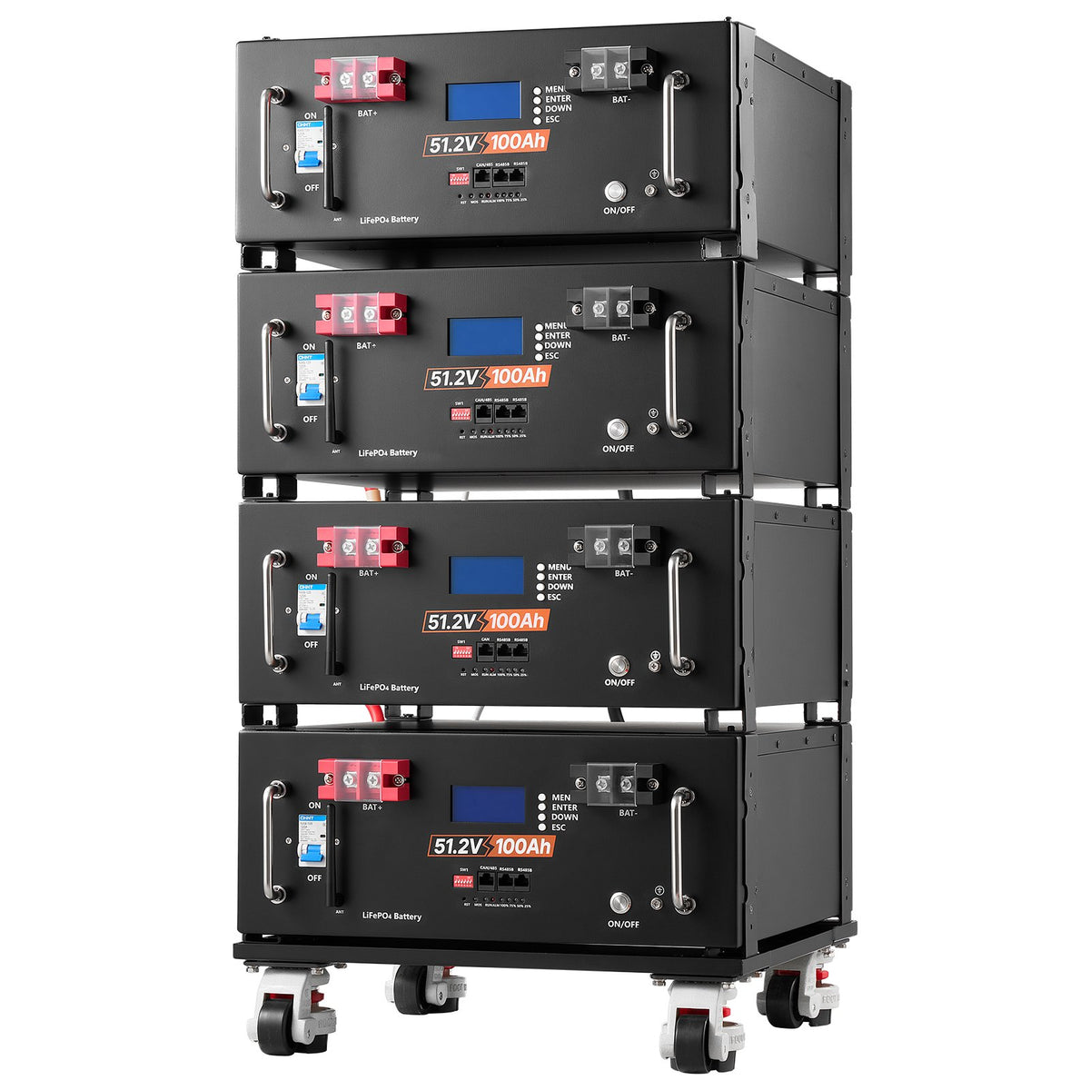 VEVOR 48V 100Ah LiFePO4 Lithium Battery, Built-in 100A BMS, 51.2V Server Rack LiFePO4 Battery with Bluetooth & Display, 5120Wh Capacity, 6000 Cycles, for Solar Energy Storage Home Backup Power, 4 Pack - FWQJJDC100AHMK6CP001V9 - view 10