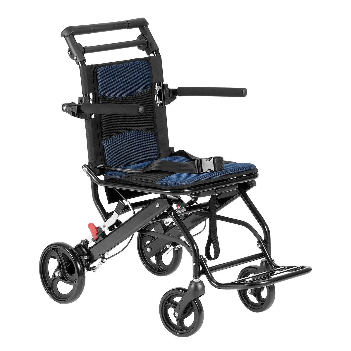 VEVOR Wheelchair, Aluminum Alloy Ultra-Lightweight Transport Chair for Adults, Foldable Cabin Wheelchair with Flip-Back Desk-Length Arms, Self-locking Brake, 15.75-Inch Wide Seat, 220lbs Load - FWYSLYLHJ157O4N02V0 - view 10