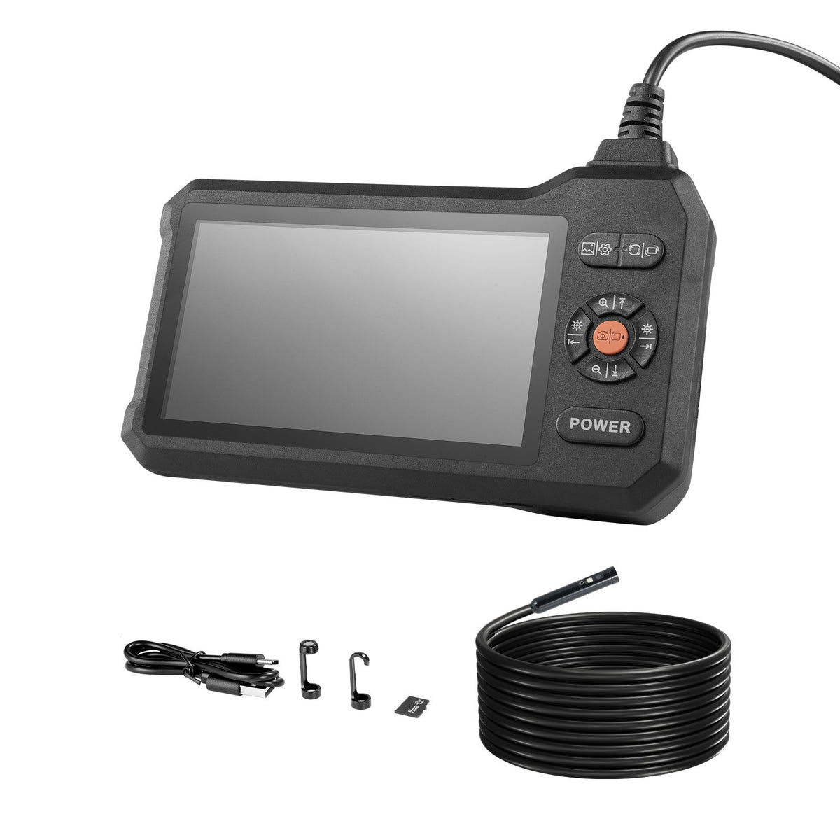 VEVOR Triple Lens Endoscope with Light, 5" HD IPS Screen Industrial Borescope, 1280 x 720 Lens, 8 + 2 LEDs, 8X Zoom, IP67 Waterproof Inspection Snake Camera for Auto, Plumbing (16.4FT Rigid Cable) - FXKQXNKJ5INCD18VS001V9 - view 10