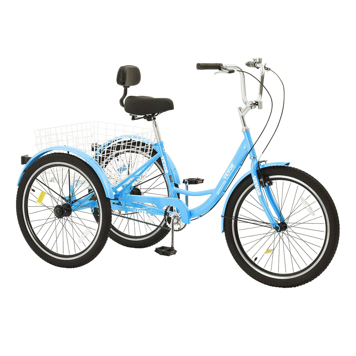 VEVOR Adult Tricycles Bike, 26 Inch Three-Wheeled Bicycles, 3 Wheel Bikes Trikes, Carbon Steel Cruiser Bike with Basket & Adjustable Seat, Picnic Shopping Tricycles for Seniors, Women, Men (Blue) - FZDKRLSLCTG2OI2Y7V0 - view 10