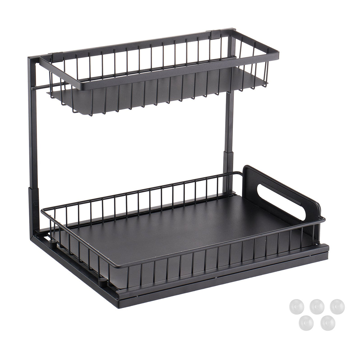 VEVOR 2 Tier Pull Out Cabinet Organizer(10.7"W x 14.2"D ), Under Sink Organizer and Storage, Slide Out Drawer Cabinet Organizer, Wire Basket Sliding Shelf, 12.5"Wx15.5"Dx13"H Install Size for Cabinet - FZSLLTGPFECSRVFBHV0 - view 10