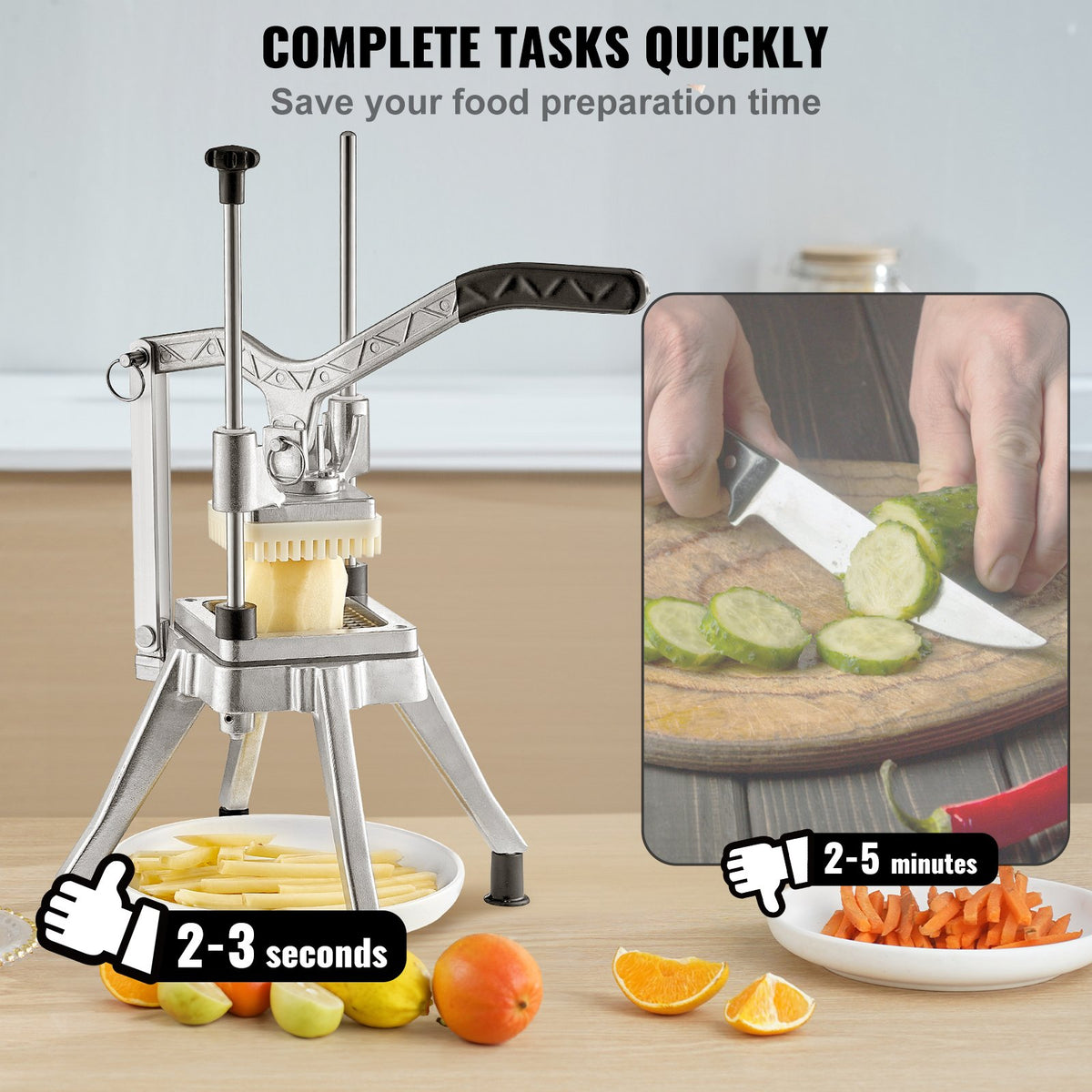 VEVOR Commercial Vegetable Fruit Chopper 1/2″ Blade Heavy Duty Professional Food Dicer Kattex French Fry Cutter Onion Slicer Stainless Steel for Tomato Peppers Potato Mushroom, - G212INCH420J23BAAV0 - view 3