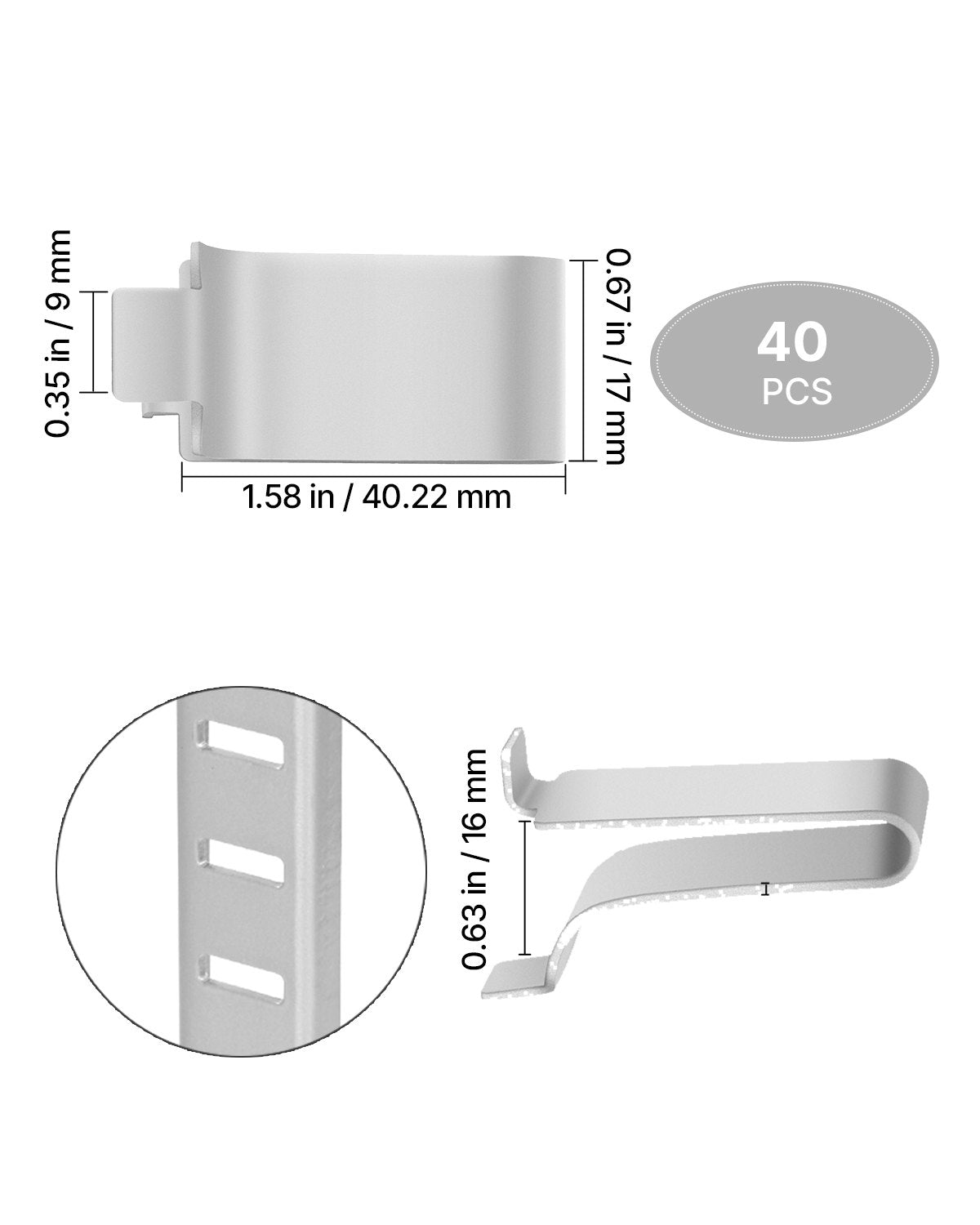 VEVOR Shelf Clips, 40 Pack, Adjustable Steel Pilaster Shelf Clips Support for Metal, Wood, Glass Shelves, Compatible with Wardrobes, Cabinets, Bookcases, Shoe Racks and Display Racks (Silver) - GBZJJ40PCS00VEYRUV0 - view 10