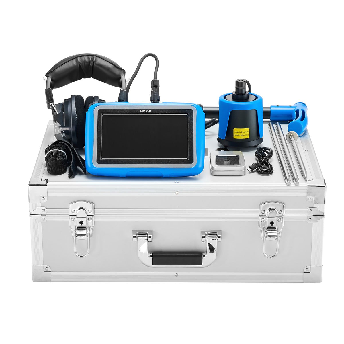 VEVOR Pipe Water Leak Detector for Outdoors, 1Hz-10000Hz, 7" Touchscreen Water Leakage Detection Locator for 16.4FT (5m) Underground Plumbing - with Medium Sensor, 3 Listening Rods, Headphone & Case - GDLSJCDWQGDLHGSVD001V9 - view 10