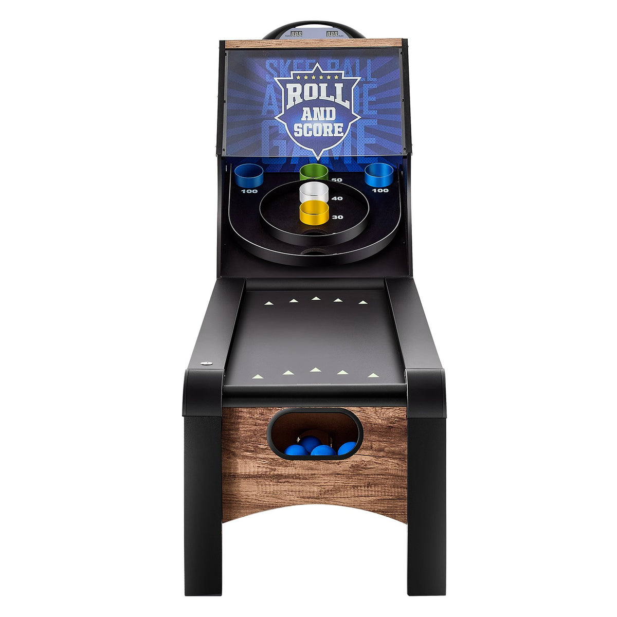 VEVOR 9' Roll and Score Classic Arcade Game Table, Indoor Skeeball Machine Game Set with LED Electronic Scorer, Sound, Automatic Ball Return for Adults Kids Home Recreation Game Room, 4 Balls Included - GDQJCGK9YC004E9Y1V1 - view 10