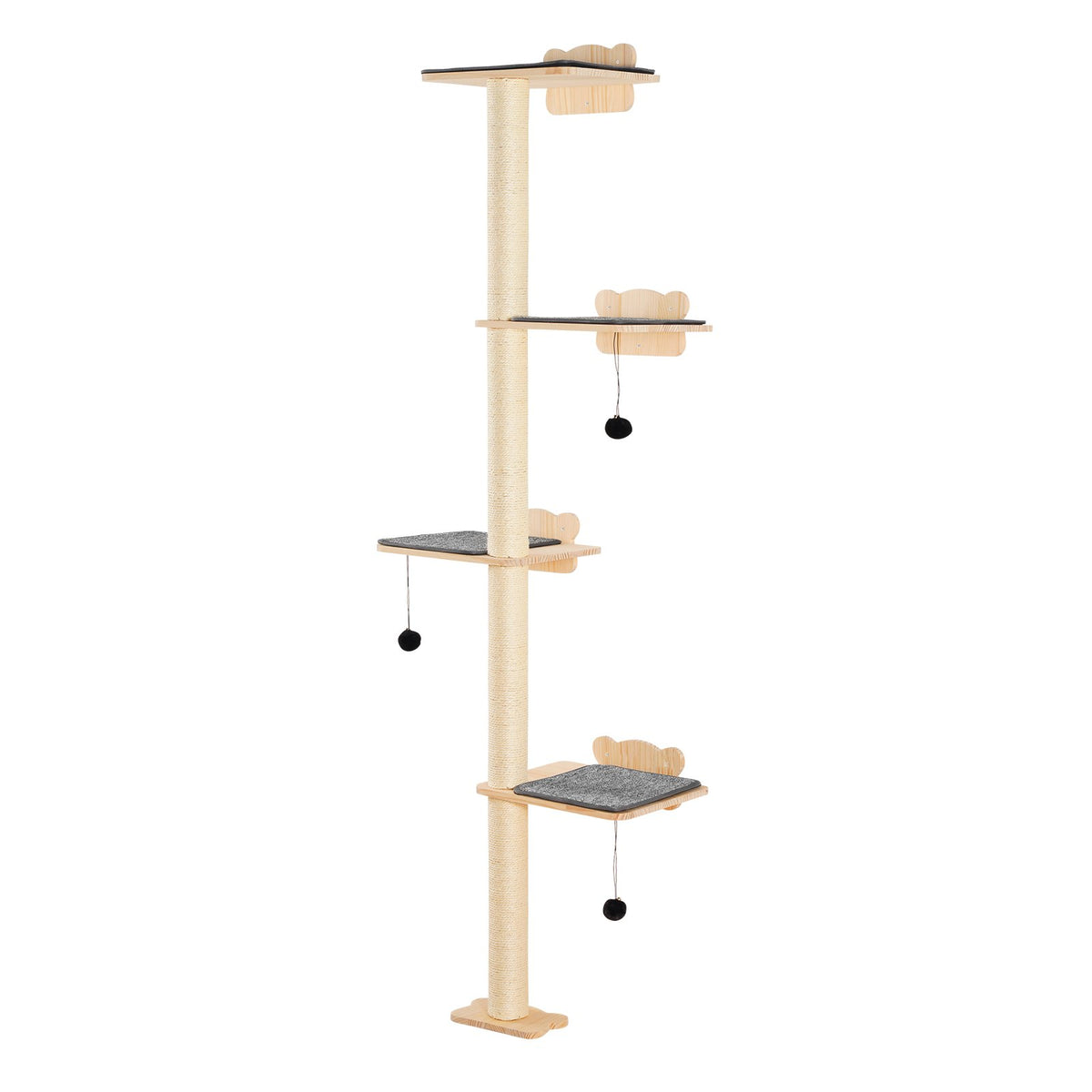 VEVOR 4 Tiers Cat Tree, Cat Wall Furniture Set with 4 Jumping Boards, Wall-Mounted Cat Floating Shelf up to 40 lbs, 12 mm Pine Wood Cat Perch for Sleeping, Playing, and Climbing - GDSBGSMPJSM64OE89V0 - view 10