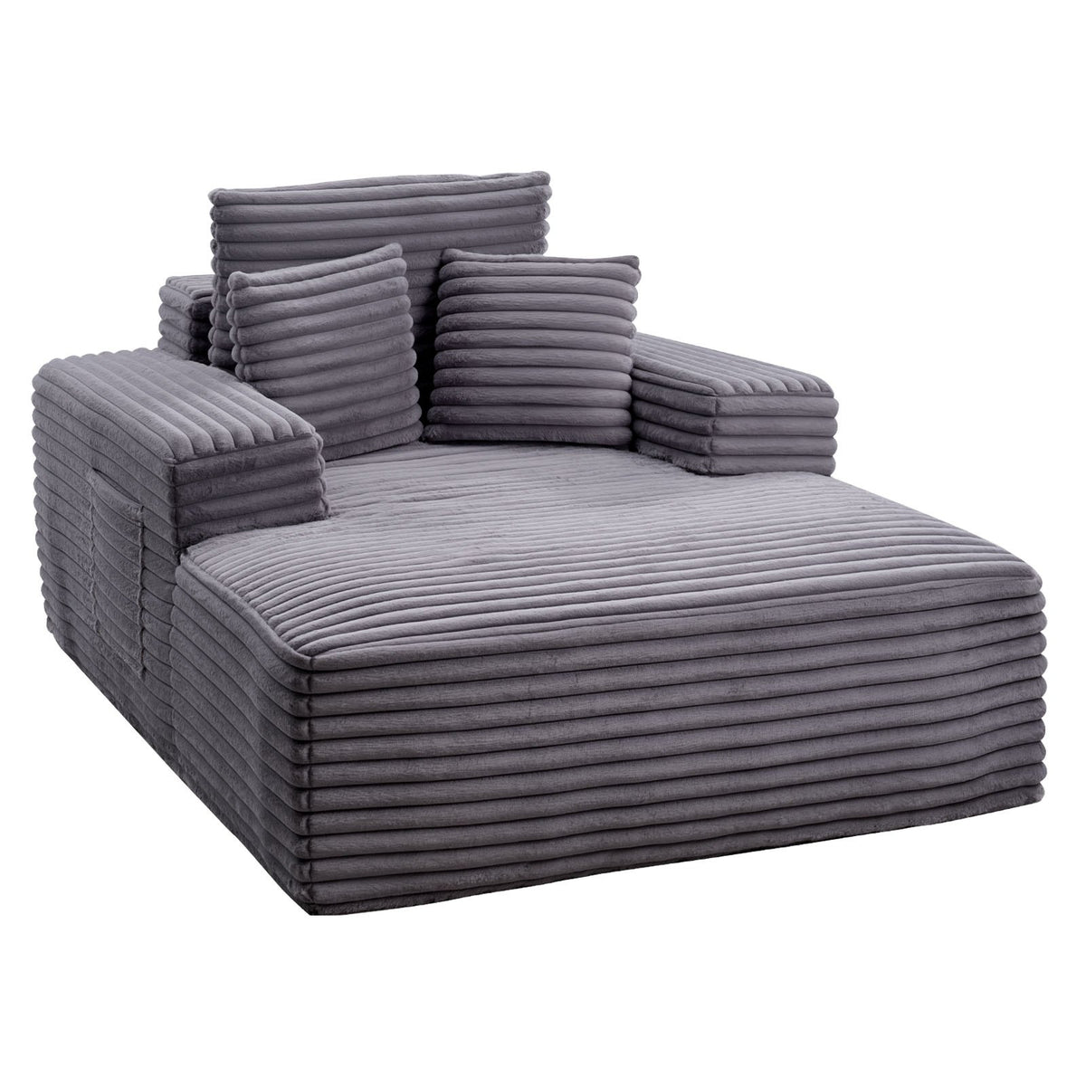VEVOR Chaise Lounge Chair, 54 in Boneless Chaise Lounge Indoor, Modern Upholstered Oversized Reading Chair with Throw Pillows & Armrests, Sofa Couch Deep Seat Sleeper for Living Room, Bedroom, Grey - GDSTYXDFYTSQCGRO8001V0 - view 10