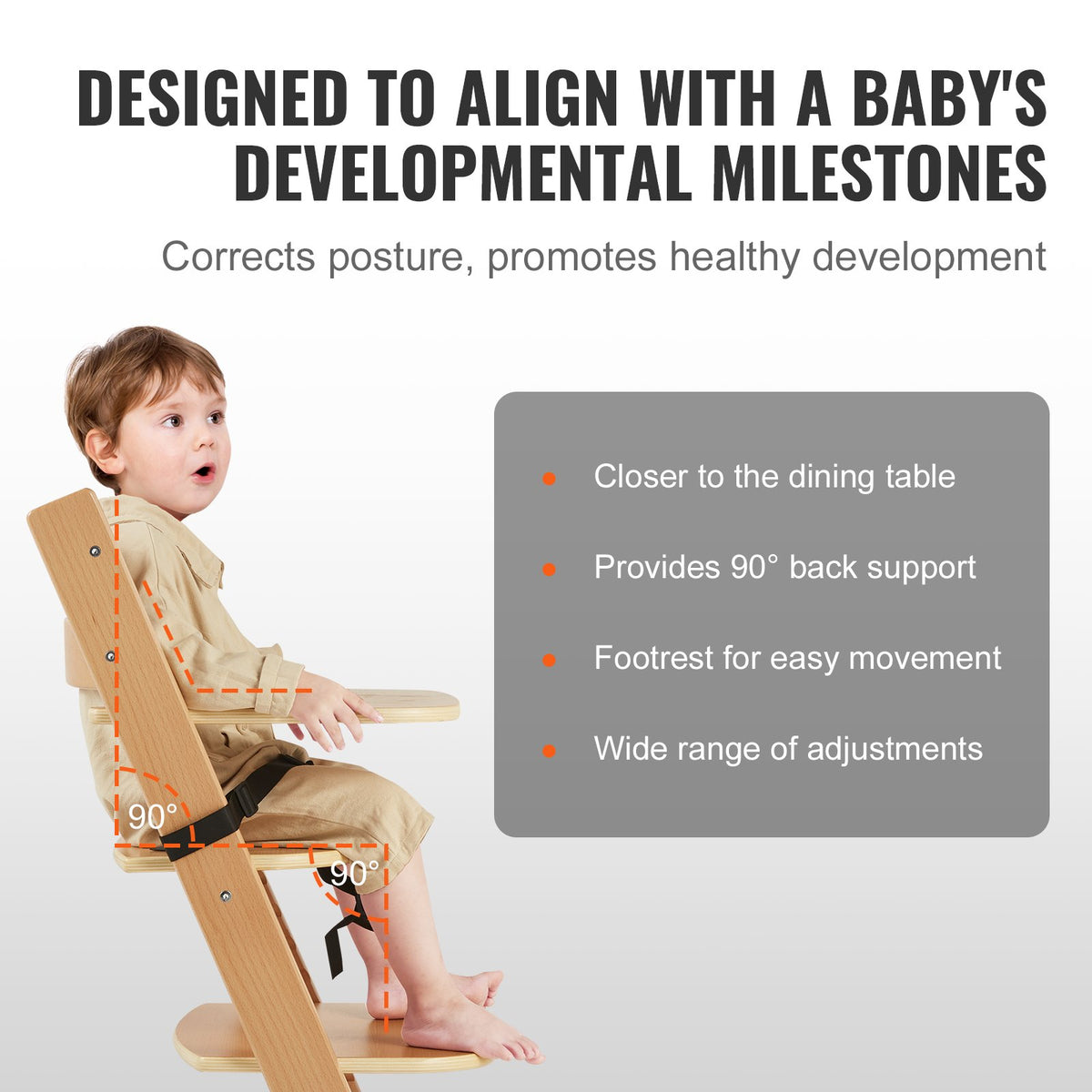 VEVOR High Chair - Select Your Configuration - GJBBDJMCZKY07D5W3V0 - view 3