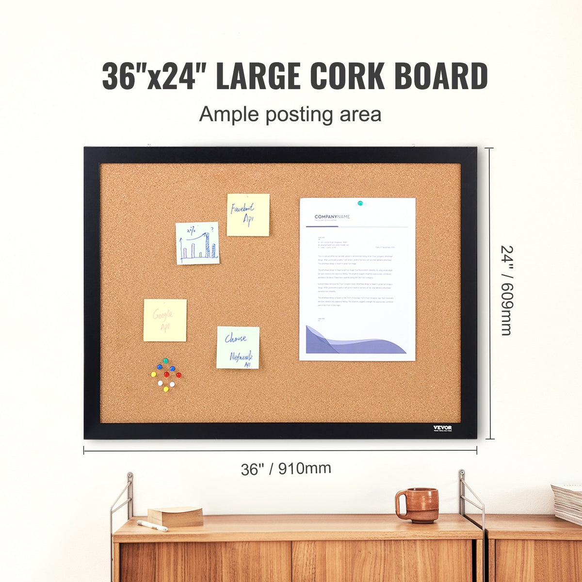 VEVOR Corkboard - Select Your Configuration - GSBYCXGFR3624S48GV0 - view 3