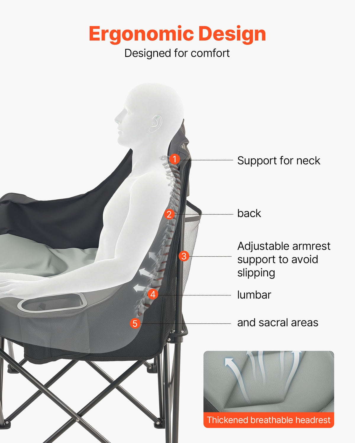 VEVOR Camping Folding Chair - Select Your Configuration - HWZDYXSRYLYSNFM74001V0 - view 3