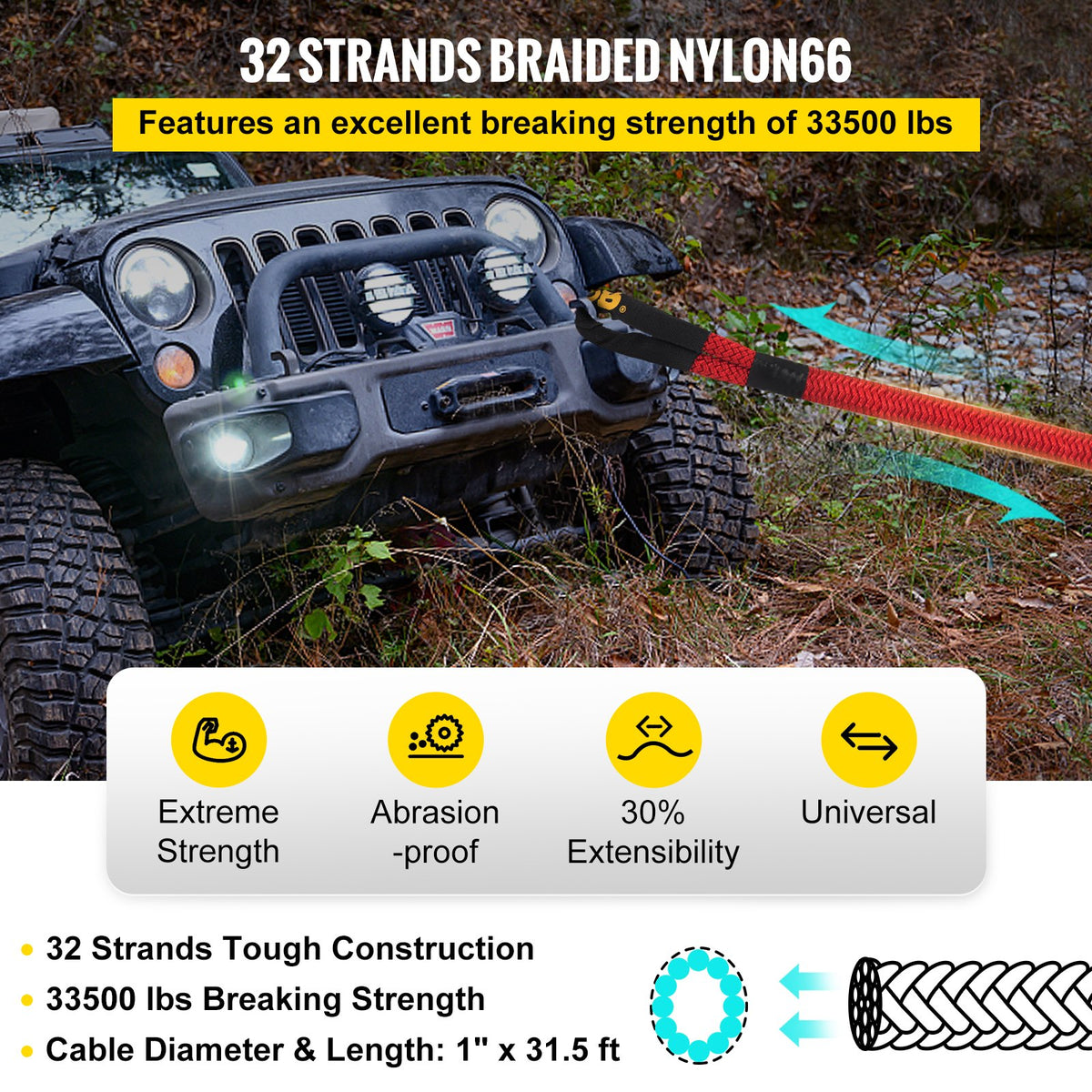 VEVOR Tow Strap - Select Your Configuration - JYSBCS3350025OA52V0 - view 3