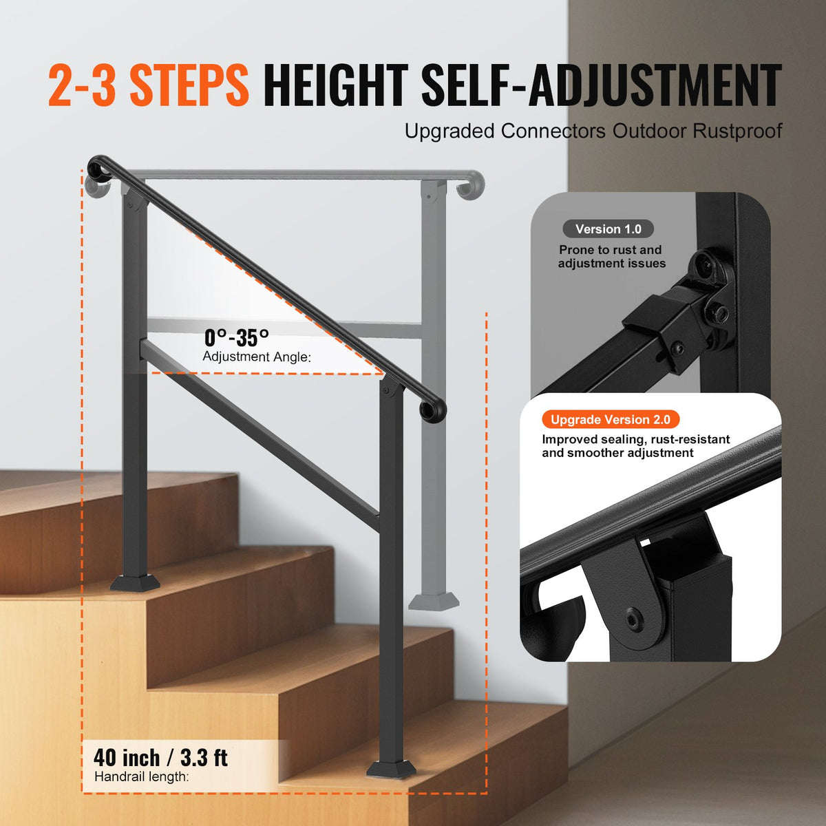 VEVOR Outdoor column stair handrail - Select Your Configuration - KDJSLZFSHSZW9HILGV0 - view 3