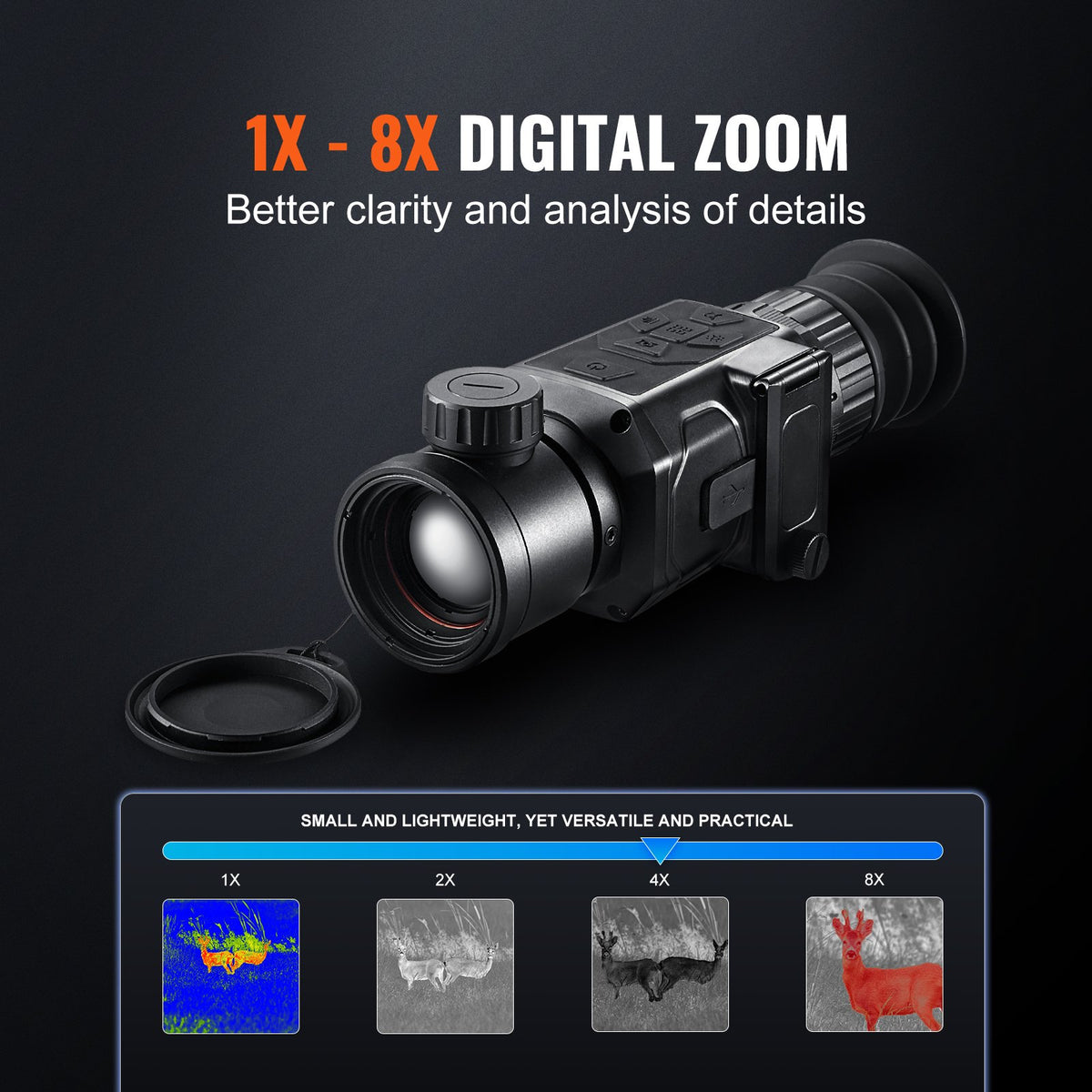 VEVOR Thermal Imager Monocular Hunting Imaging Telescope 1X -8X Zoom 0.39" OLED Scrren - KDSRCXY38428QX64EV9 - view 3