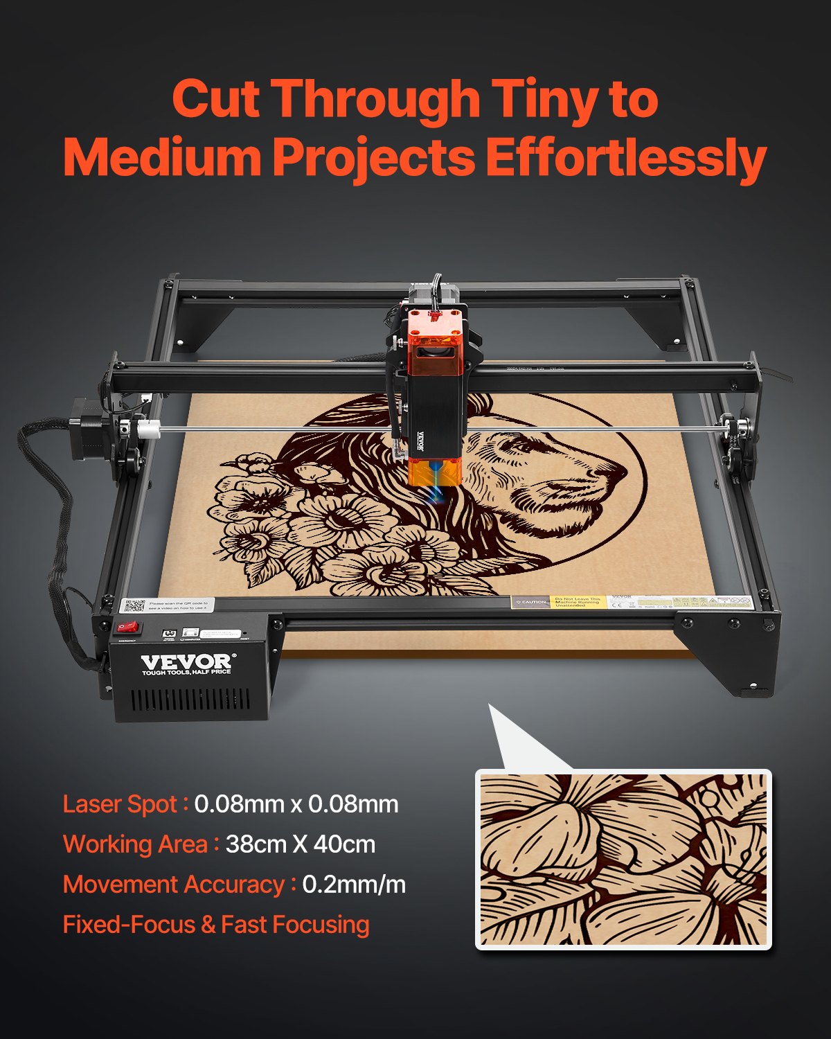 VEVOR Two Axis Diode Laser Engraving Machine - Select Your Configuration - KZXSEJGJGDKJCXIQZV1 - view 3