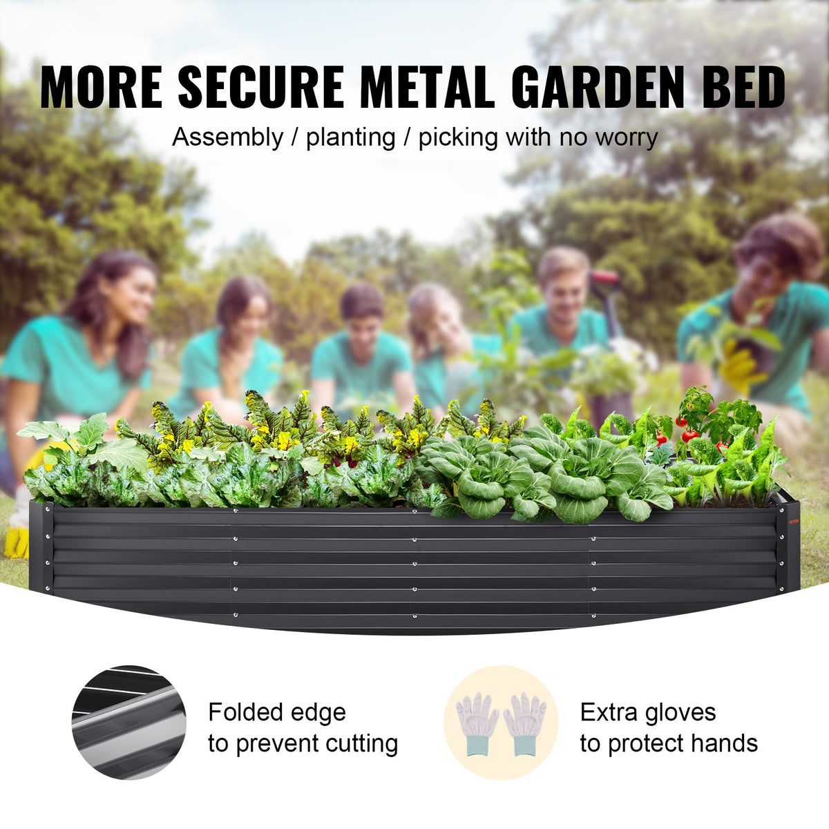 VEVOR Raised Garden Bed, 8 x 4 x 2 ft Galvanized Metal Planter Box, Outdoor Planting Boxes with Open Base, for Growing Flowers/Vegetables/Herbs in Backyard/Garden/Patio/Balcony, - LDSJSZZCTSH94I35EV0 - view 3