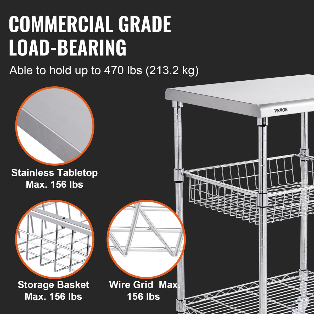 VEVOR Kitchen Cart - Select Your Configuration - LLCFTCCB20X24IGJ4V0 - view 3