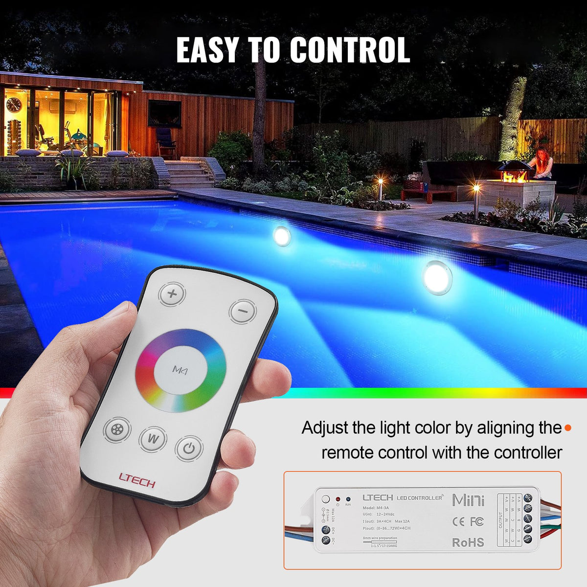 VEVOR 120V AC LED Pool Light, 10in 40W, RGBW Color Changing Inground Swimming Pool Spa Light Underwater, with 100 FT Cord Remote Control, Fit for 10 in Large Wet Niches, IP68 & - MDSYCD110V10GNMLKV1 - view 3