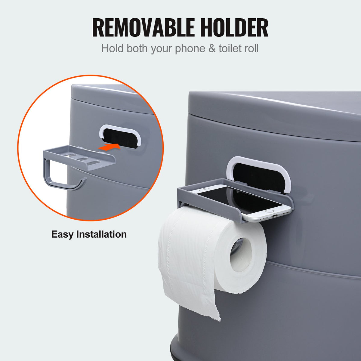 VEVOR Portable Toilet for Camping, Porta Potty with 1.3 Gal Detachable Inner Bucket & Removable Paper Holder, Commode with Dual Lids, Travel Toilet for Adults Kids Outdoor Camping - MTSBXSMT300BBWUTFV0 - view 3