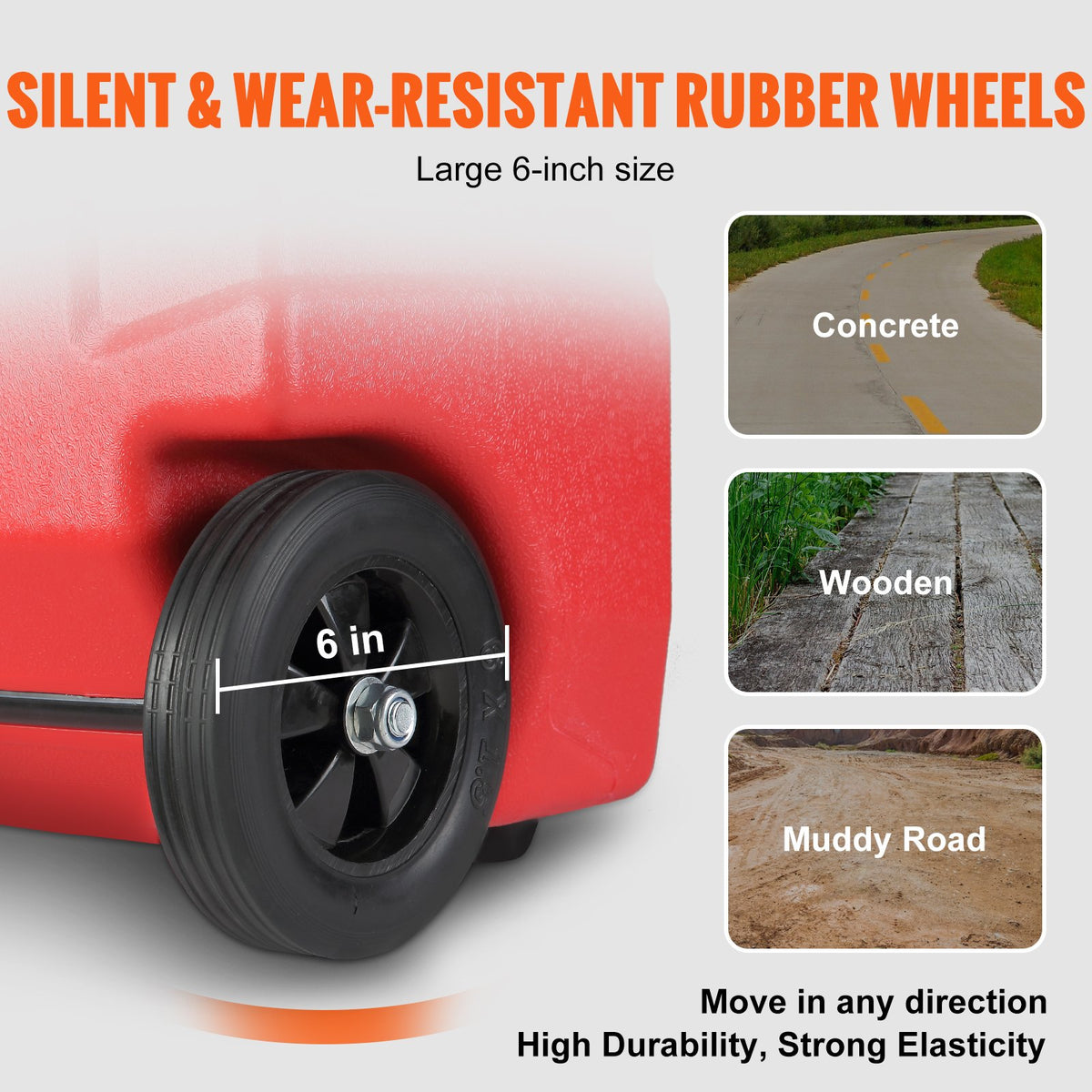 VEVOR 16 Gallon Fuel Caddy, 7.8 L/min, Portable Gas Storage Tank Container with Hand Pump Rubber Wheels, Fuel Transfer Storage Tank for Gasoline Diesel Machine Oil Car Mowers Tractor Boat Motorcycle - SLJYCSL163MM1YYBQV0 - view 3