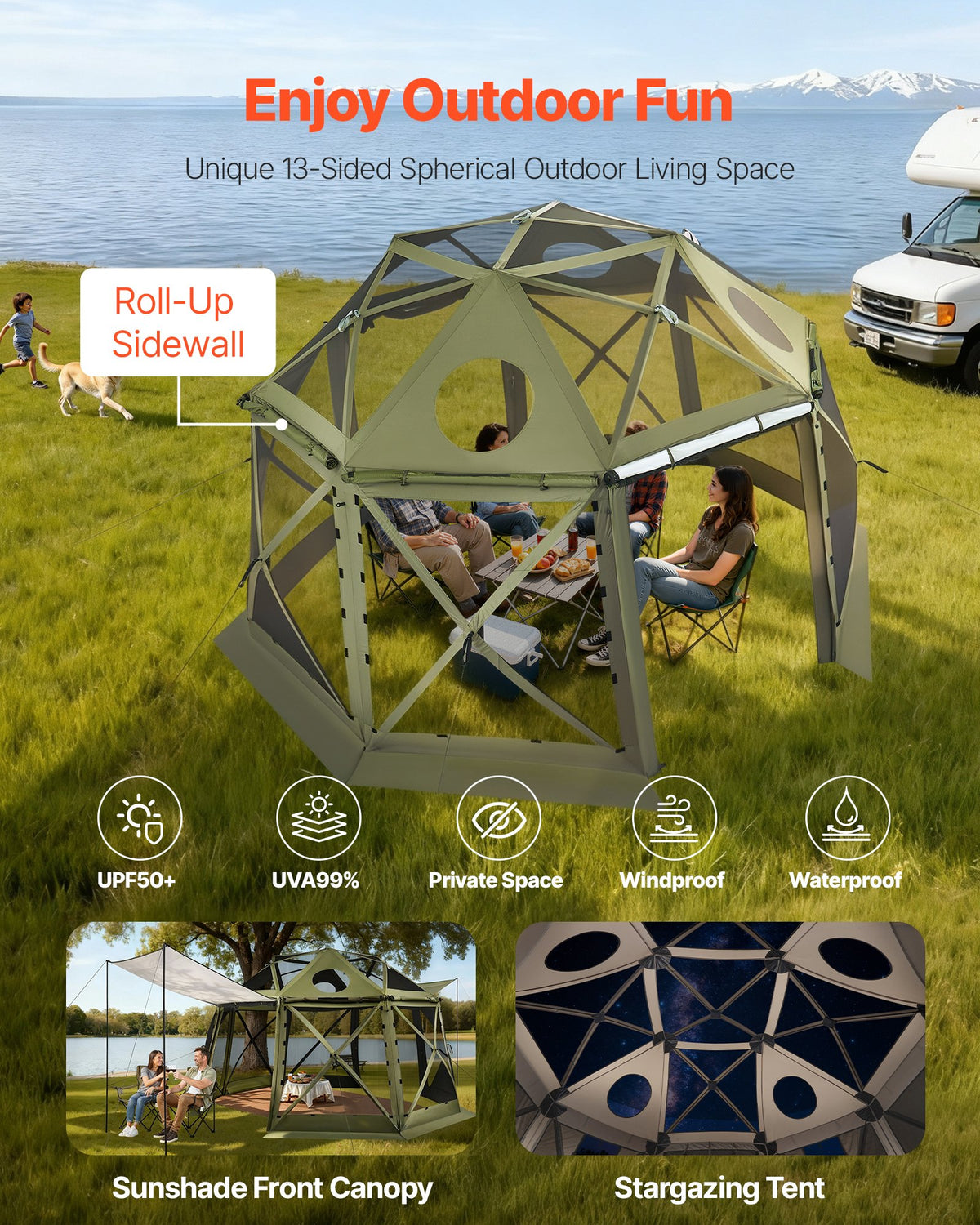 VEVOR Camping Gazebo Screen Tent - Select Your Configuration - TMZPQXK13M13G8V48001V0 - view 3