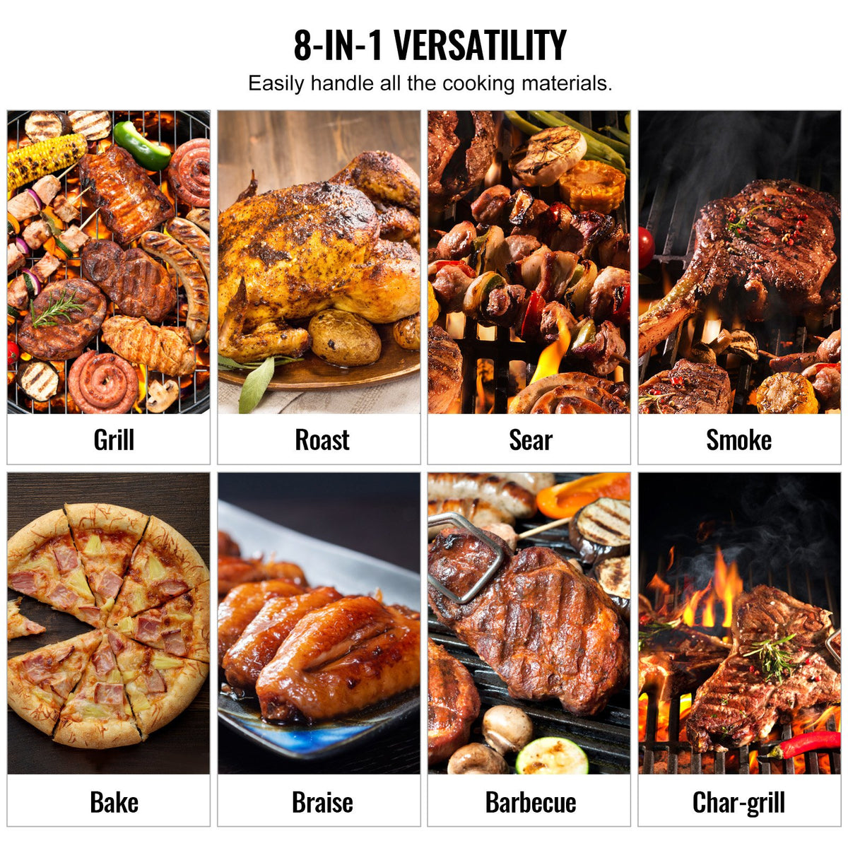VEVOR 53 inch Portable Charcoal Grill, Propane Gas Grills with Cover and Cart, Heavy Duty Iron BBQ Grill, Mini Tabletop Smoker for Outdoor Cooking, Barbecue Camping, Picnic, - W58018160500F53CNV1 - view 3