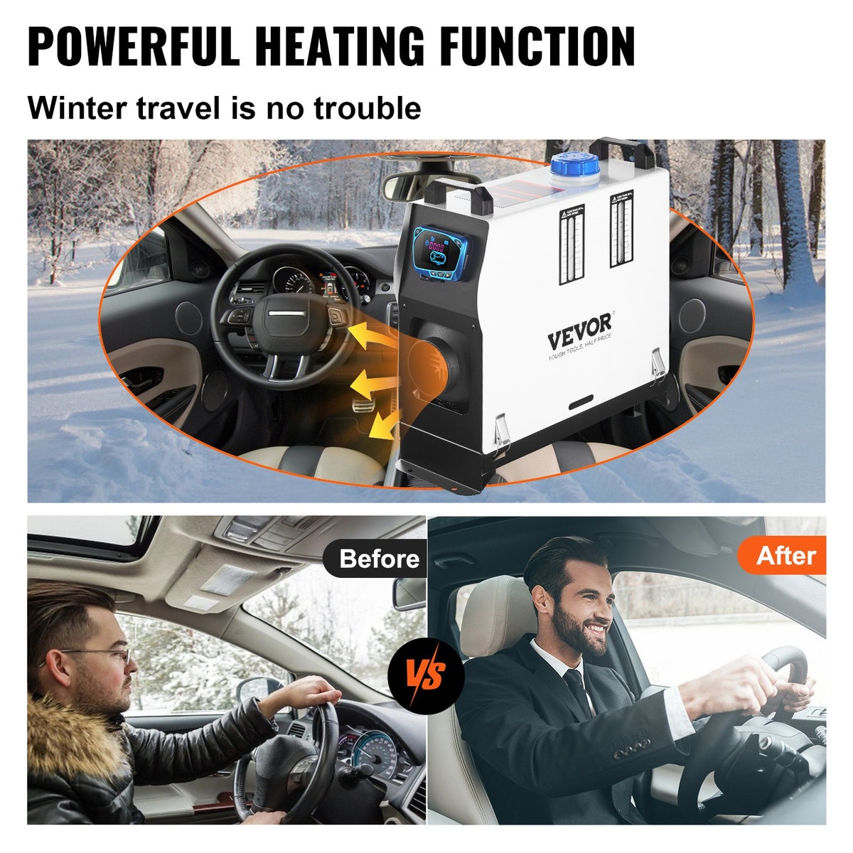 VEVOR Diesel Air Heater All In one, One Air Outlet, 8KW Diesel Heater 12V, Fast Heating, Diesel Parking Heater with Red LCD Switch, Remote Control For Car, RV Truck, Boat, - ZCJRQ8KWHYJKGGYB1V0 - view 3