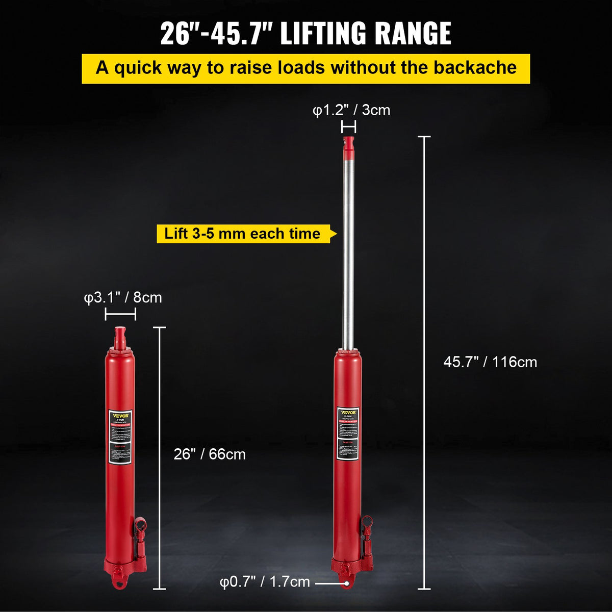 VEVOR Long Ram Jack - Select Your Configuration - ZGYYQJDHSDG8TVMH2V0 - view 3