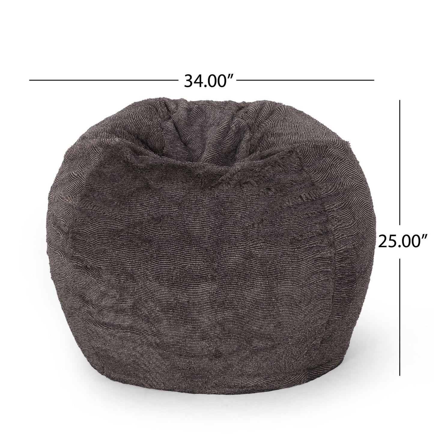 Vida 3 Foot Rounded Faux Fur Bean Bag, Brown/Beige image 5