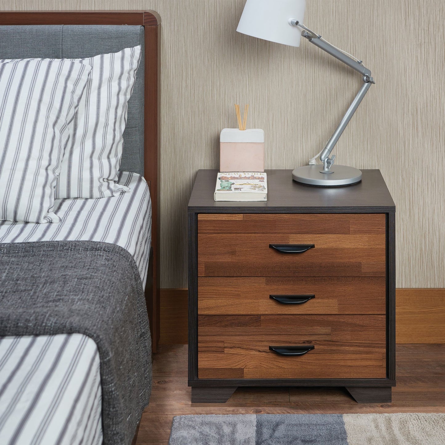 Walnut and Espresso 3-drawer Rectangular Accent Table image 7