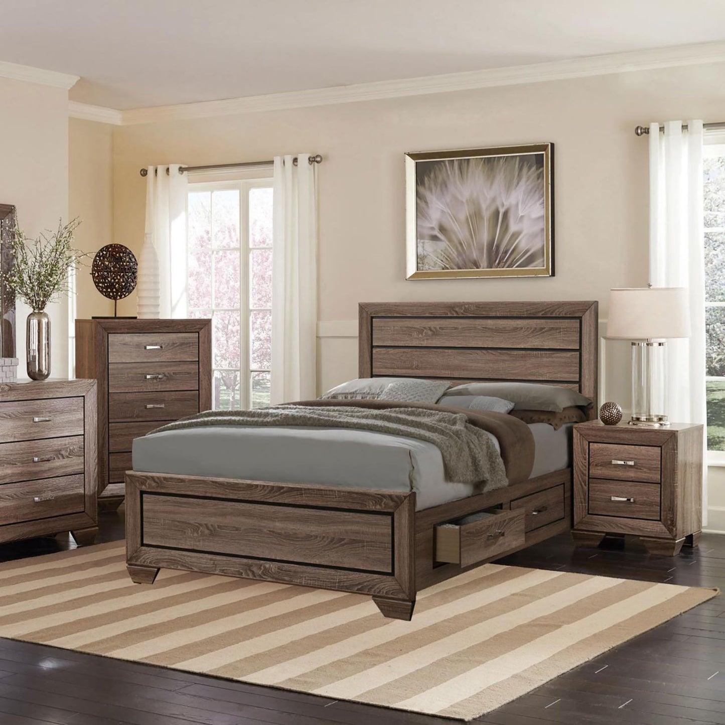 Washed Taupe Queen Storage Bed image 5